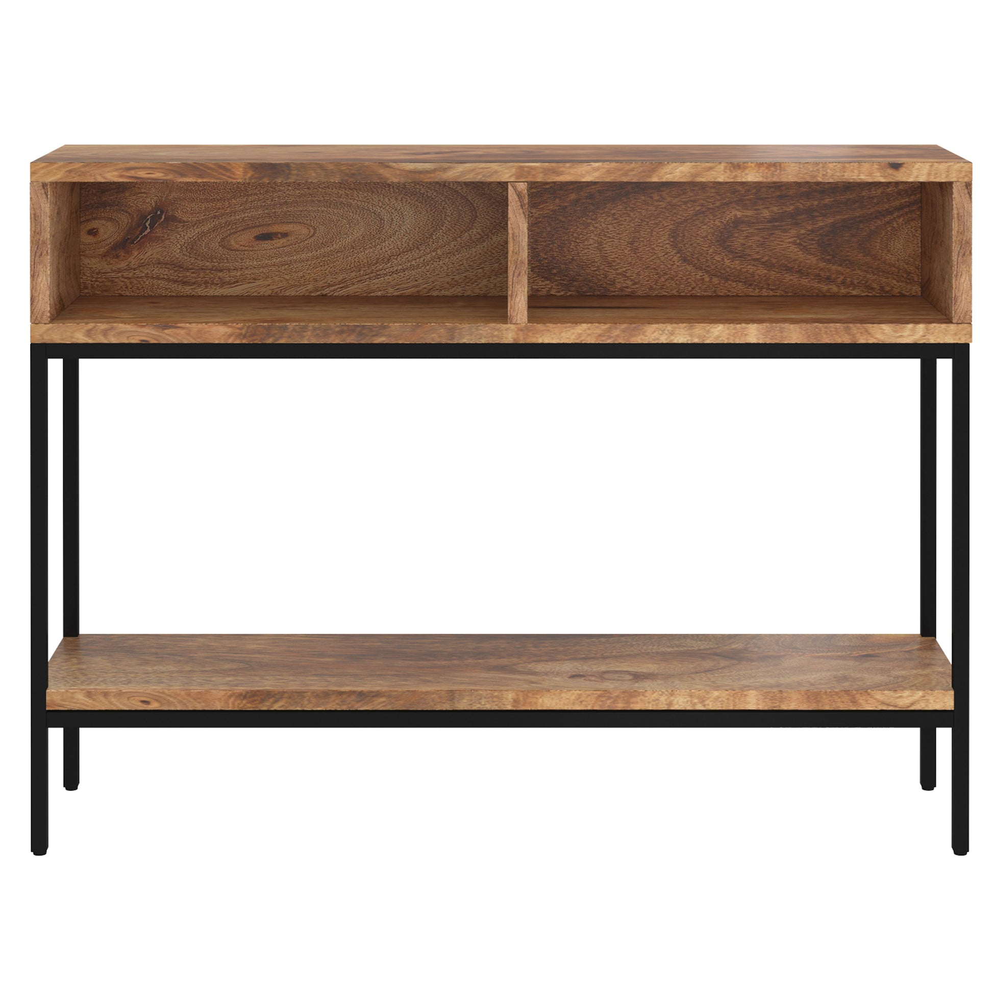 Ojas Console Table - Natural Burnt Mango Wood & Iron-DECOROLALA