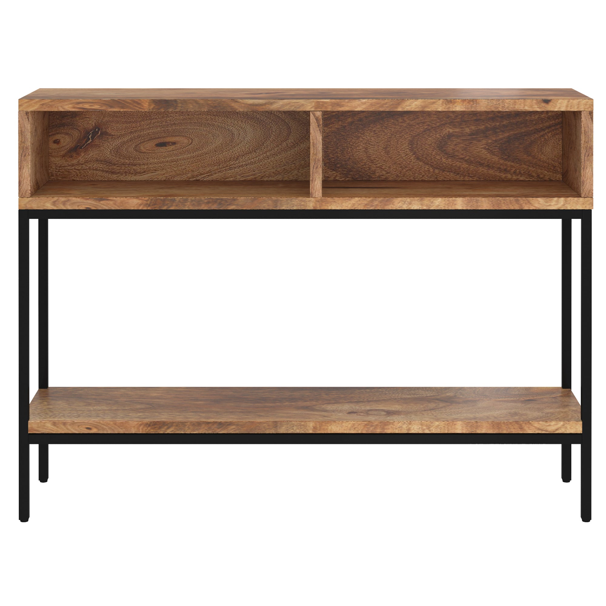 Ojas Console Table - Natural Burnt Mango Wood & Iron-DECOROLALA