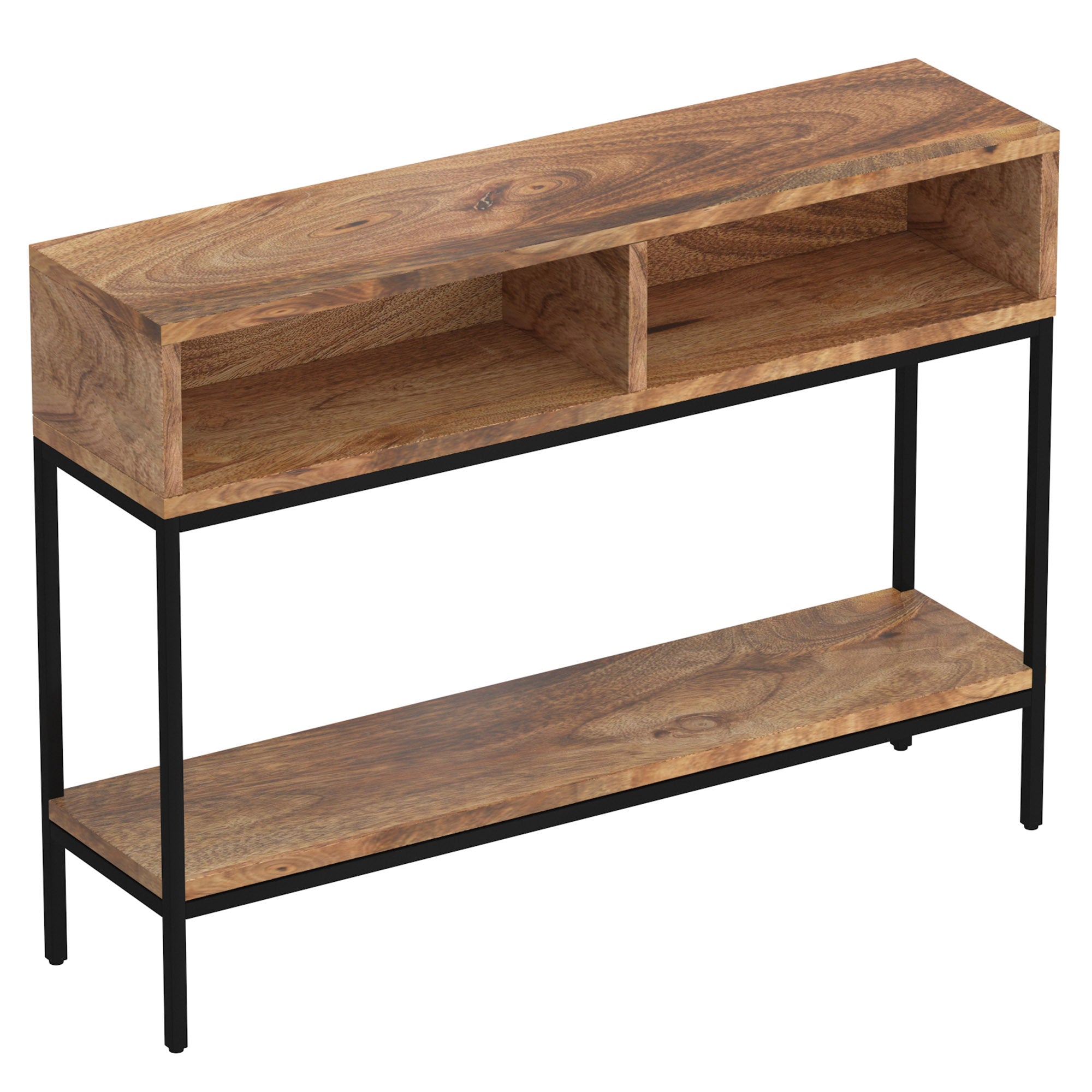 Ojas Console Table - Natural Burnt Mango Wood & Iron-DECOROLALA