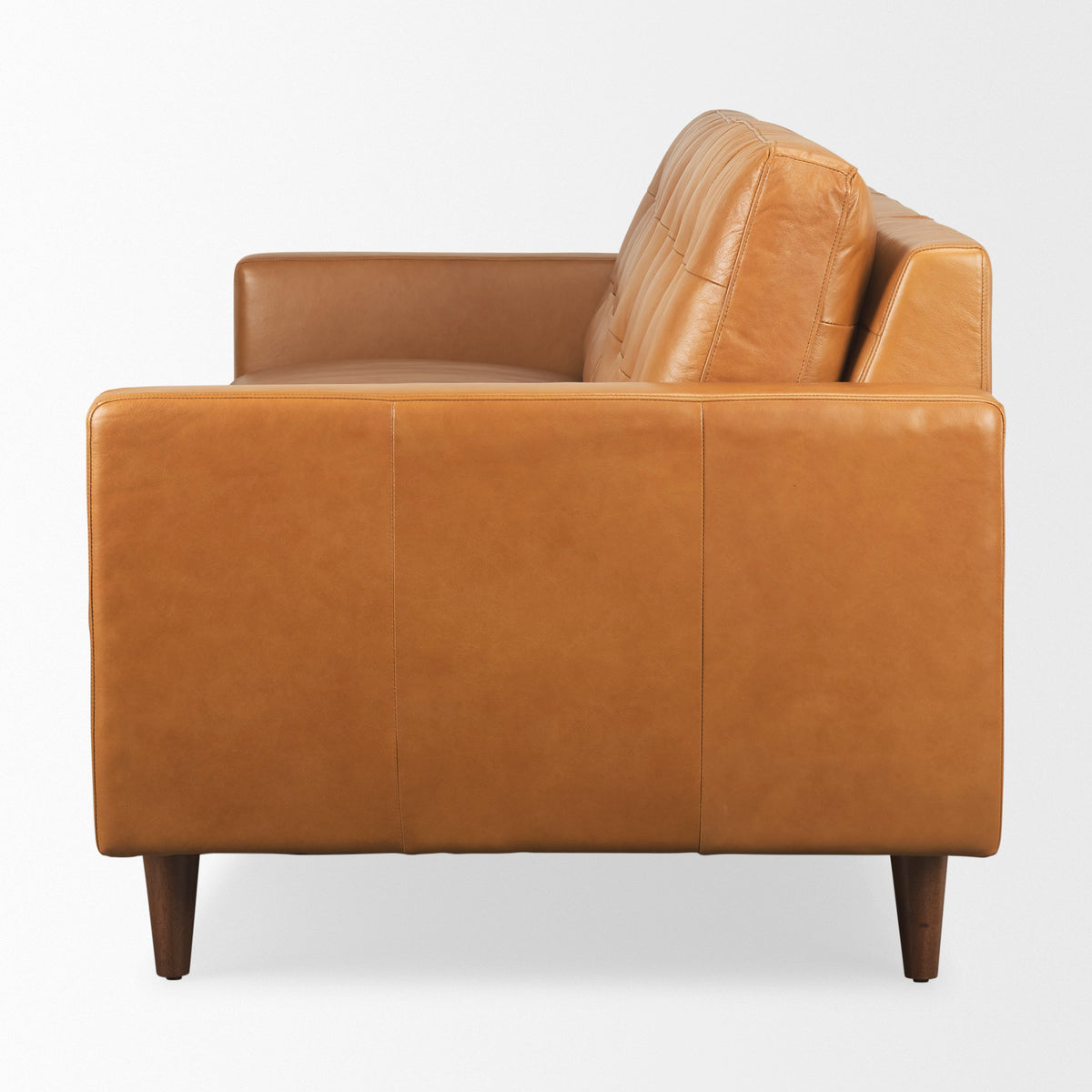 Olaf 88.2L x 37.8W x 35.0H Tan Leather Sofa-Sofa & Sectionals-DECOROLALA