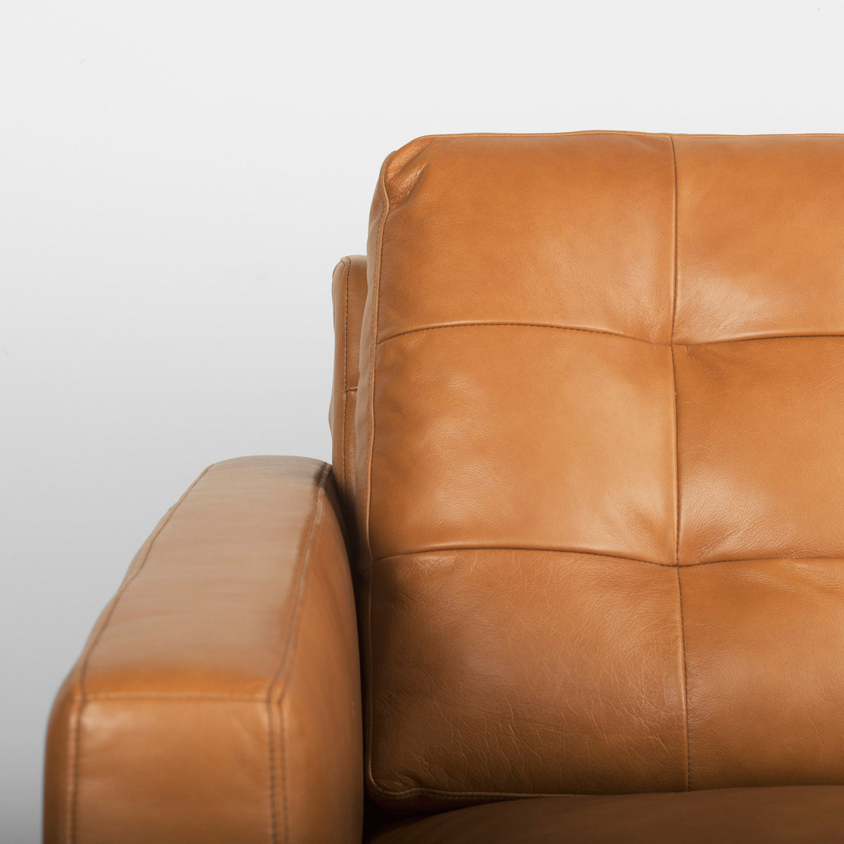 Olaf 88.2L x 37.8W x 35.0H Tan Leather Sofa-Sofa & Sectionals-DECOROLALA