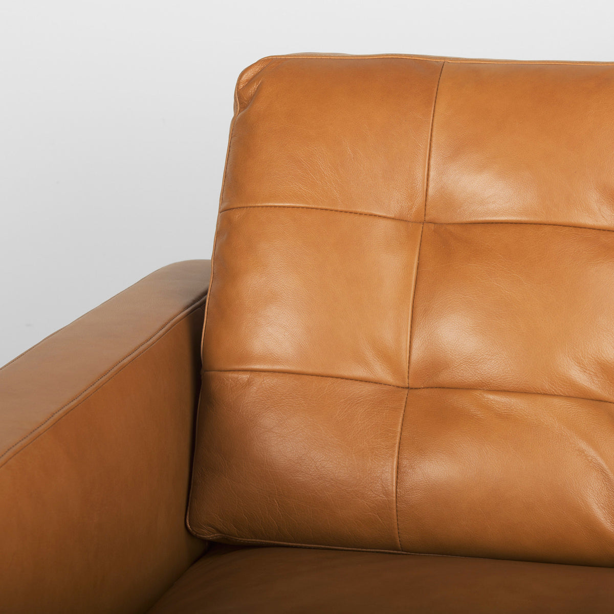 Olaf 88.2L x 37.8W x 35.0H Tan Leather Sofa-Sofa & Sectionals-DECOROLALA