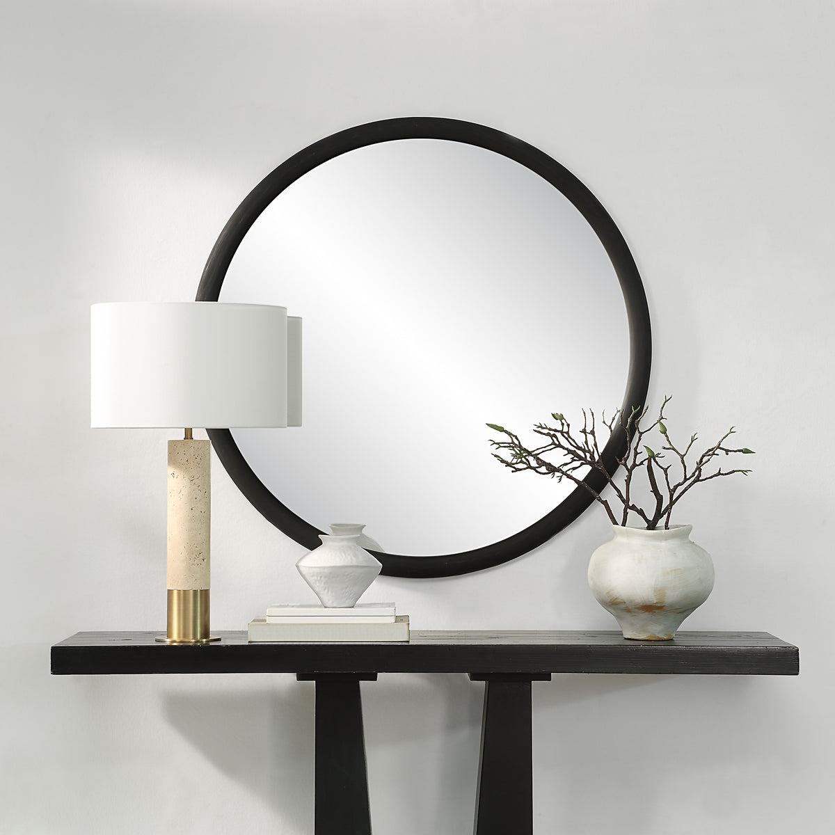 Olica 40" H x 40" W Wall Mirror, Black-Mirrors-DECOROLALA