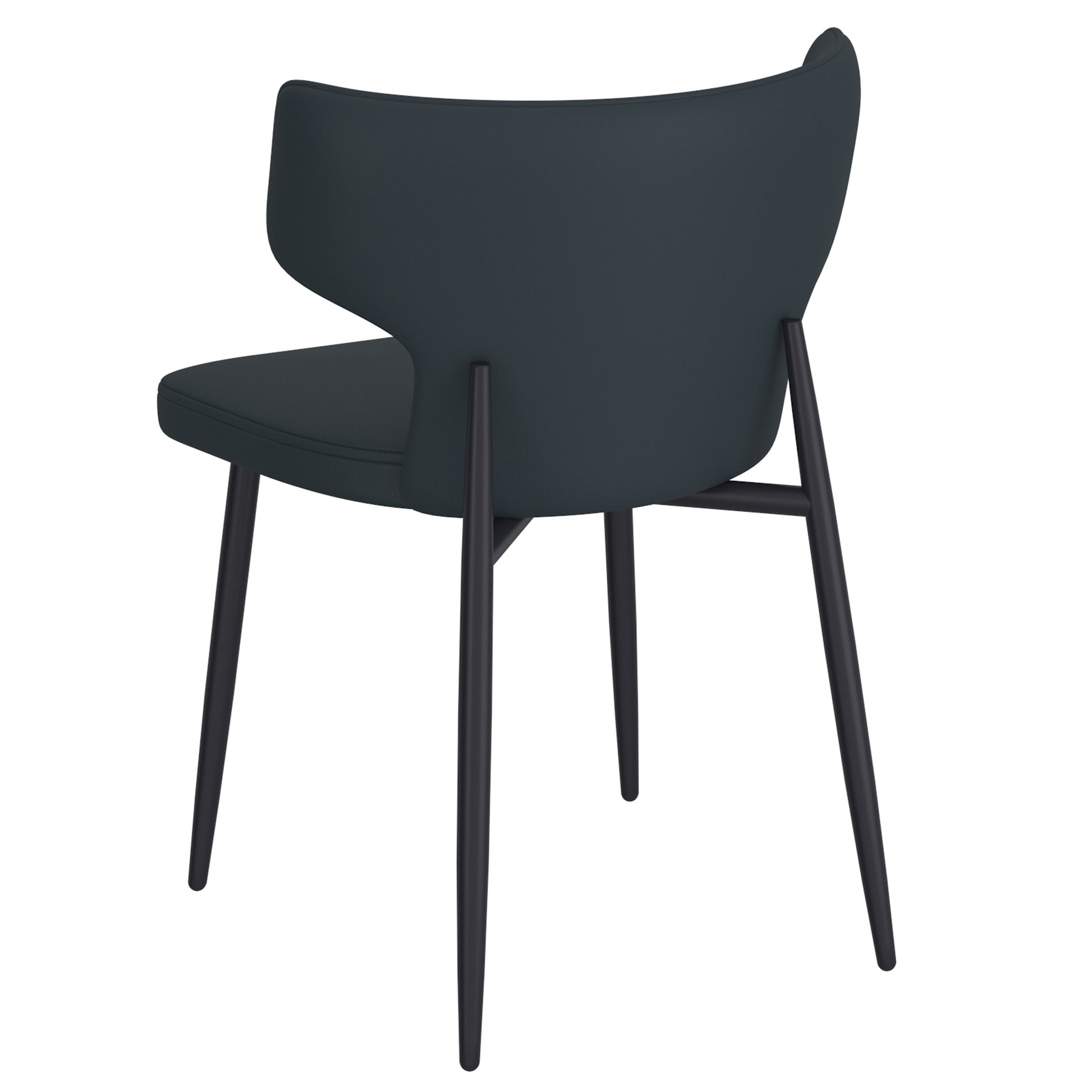 Olis Modern Wingback Side Chair - Black Faux Leather-DECOROLALA