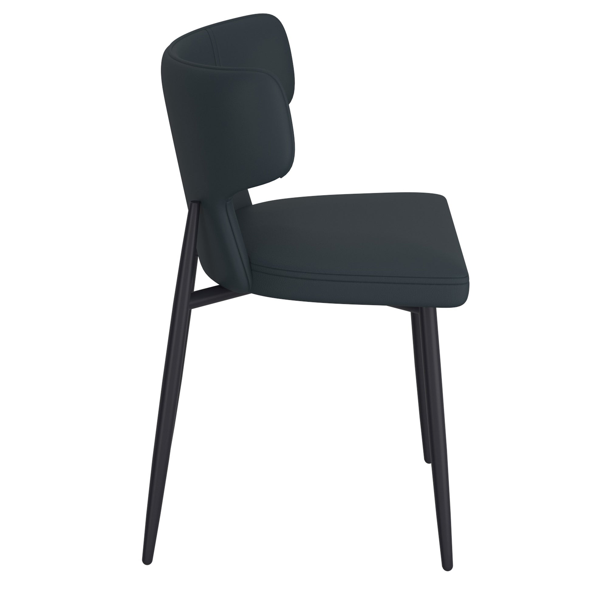 Olis Modern Wingback Side Chair - Black Faux Leather-DECOROLALA