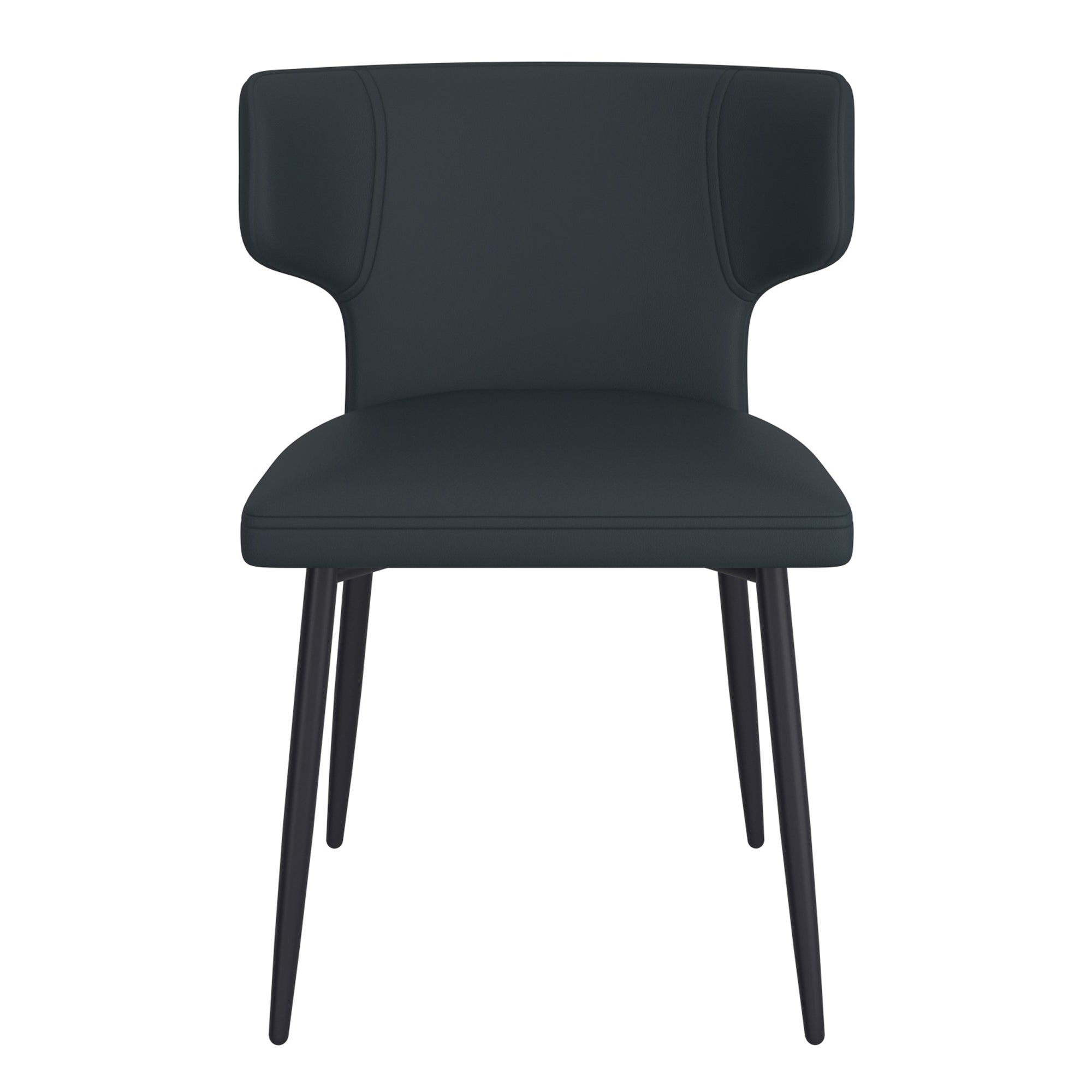Olis Modern Wingback Side Chair - Black Faux Leather-DECOROLALA