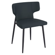 Olis Modern Wingback Side Chair - Black Faux Leather-DECOROLALA