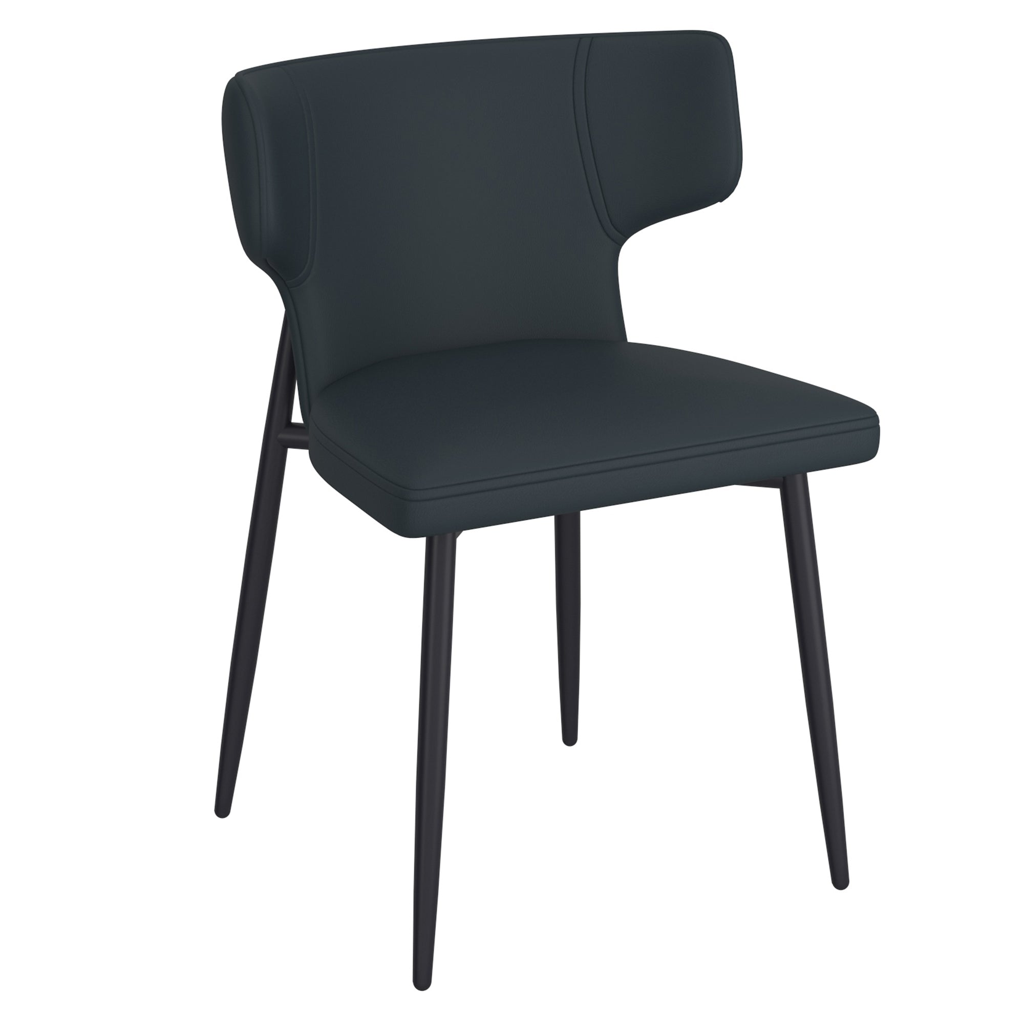 Olis Modern Wingback Side Chair - Black Faux Leather-DECOROLALA