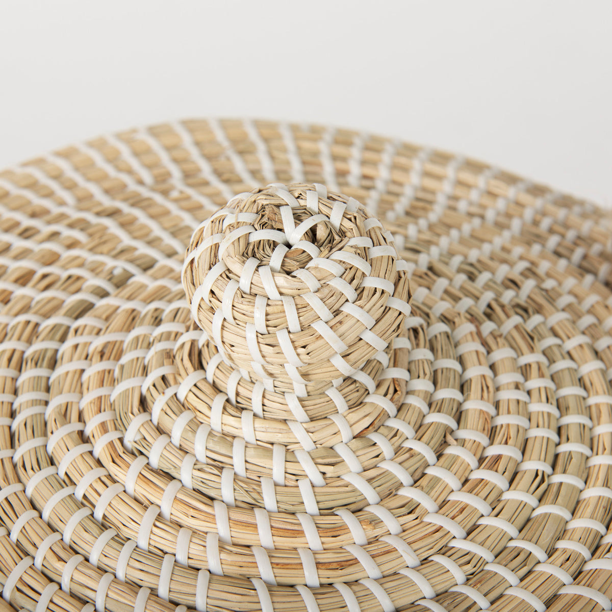 Olivia 15.7L x 15.7W x 17.3H Set of 3 Beige Seagrass Basket W/Lid and Handles-Decorative Baskets-DECOROLALA