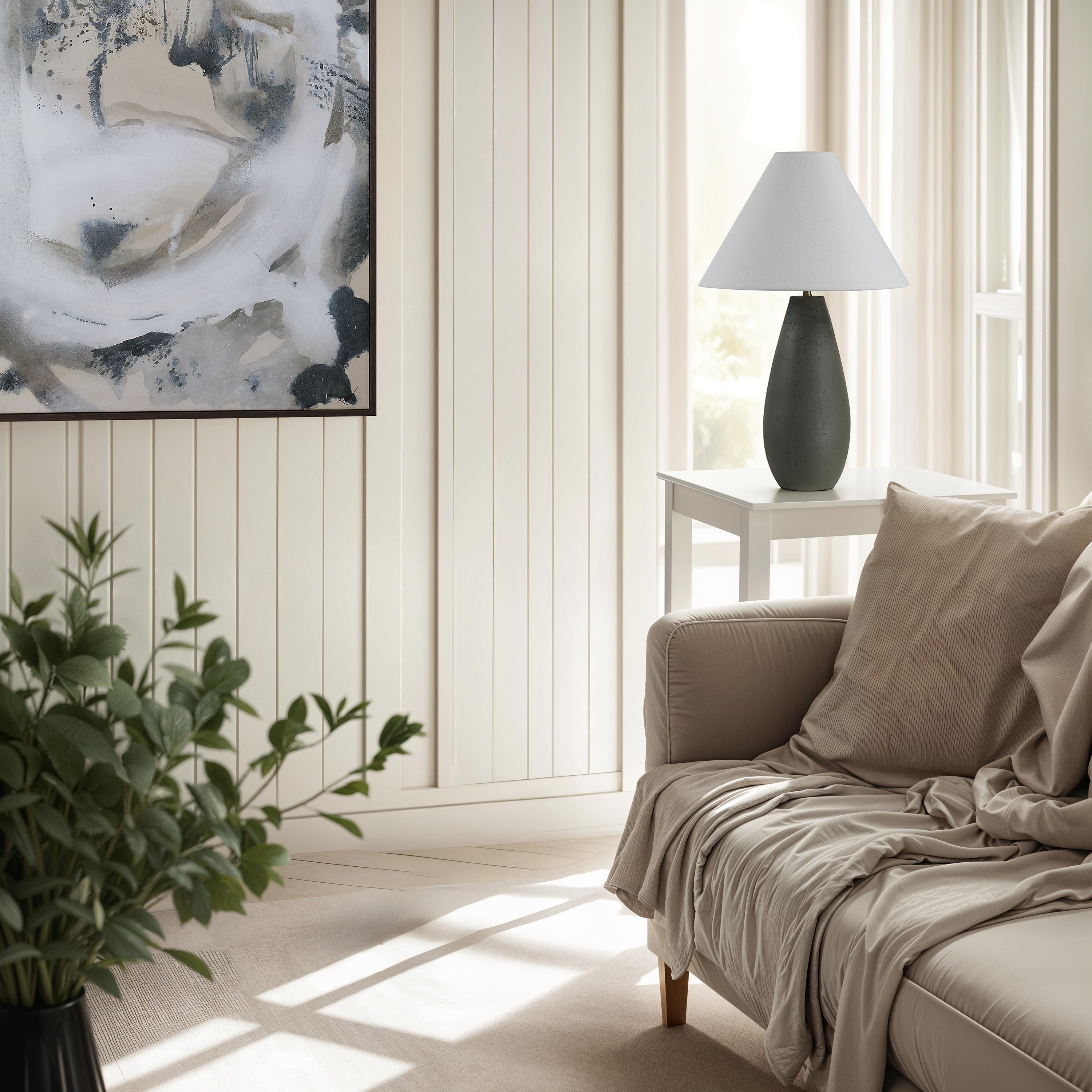 Olso 28.75" Ceramic Table Lamp, Dark Olive-Table Lamp-DECOROLALA