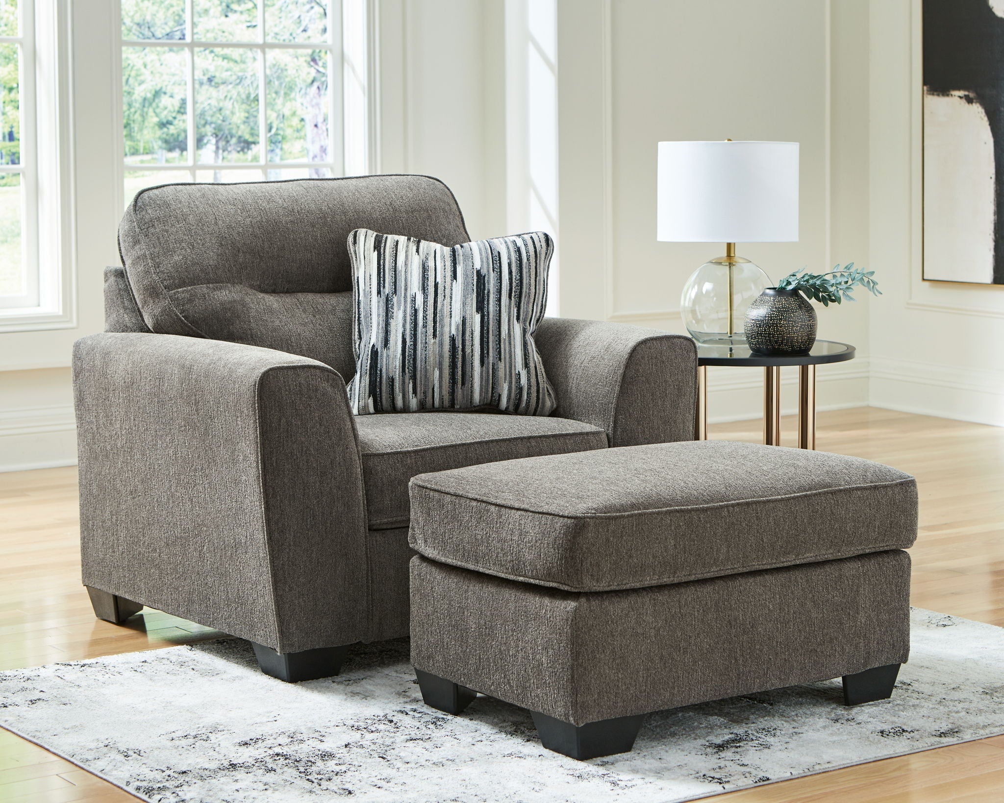 Olten Living Room Set - Mocha-Stationary Chair & Ottoman-DECOROLALA