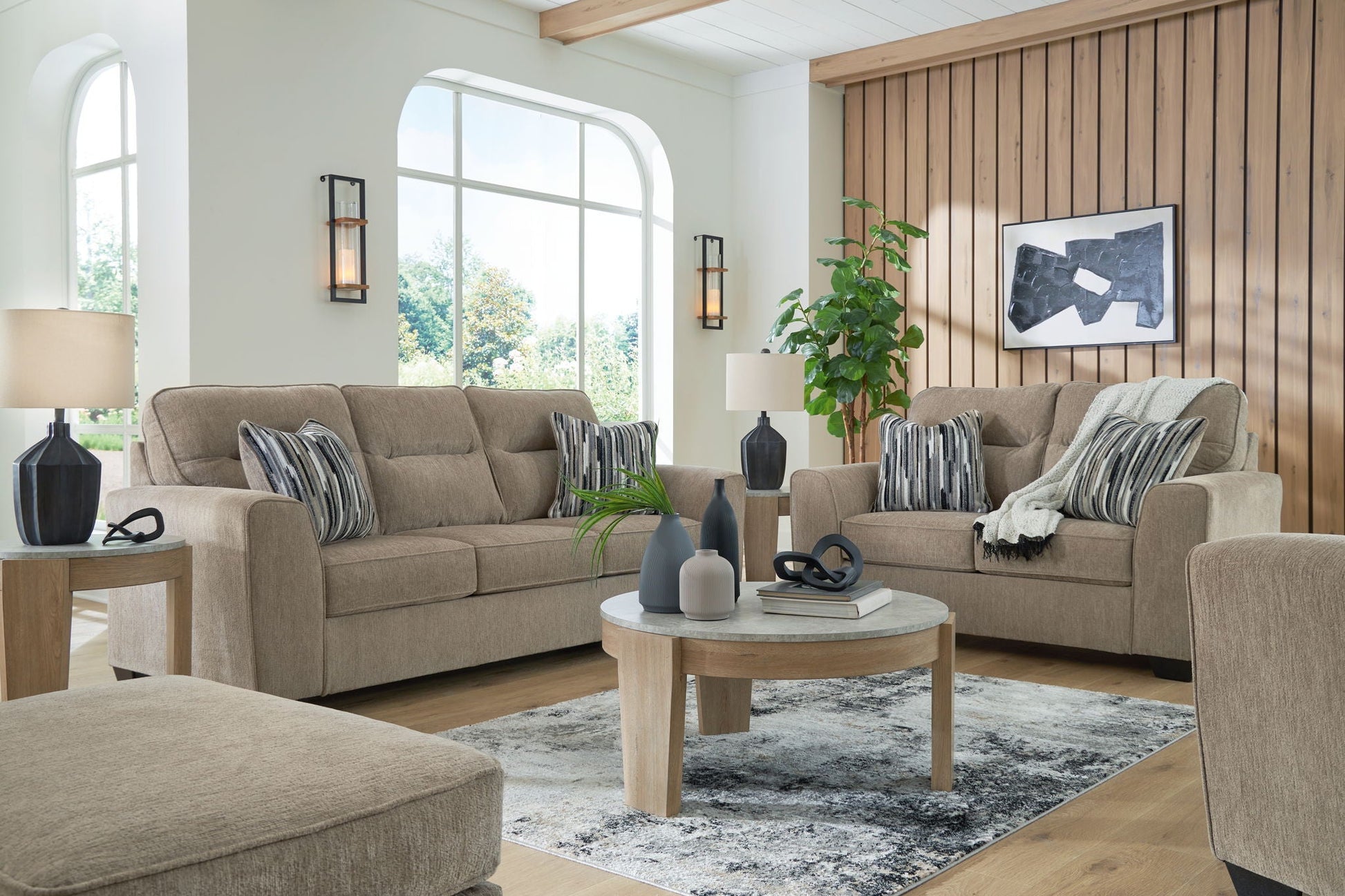 Olten Living Room Set - Mocha-Stationary Chair & Ottoman-DECOROLALA