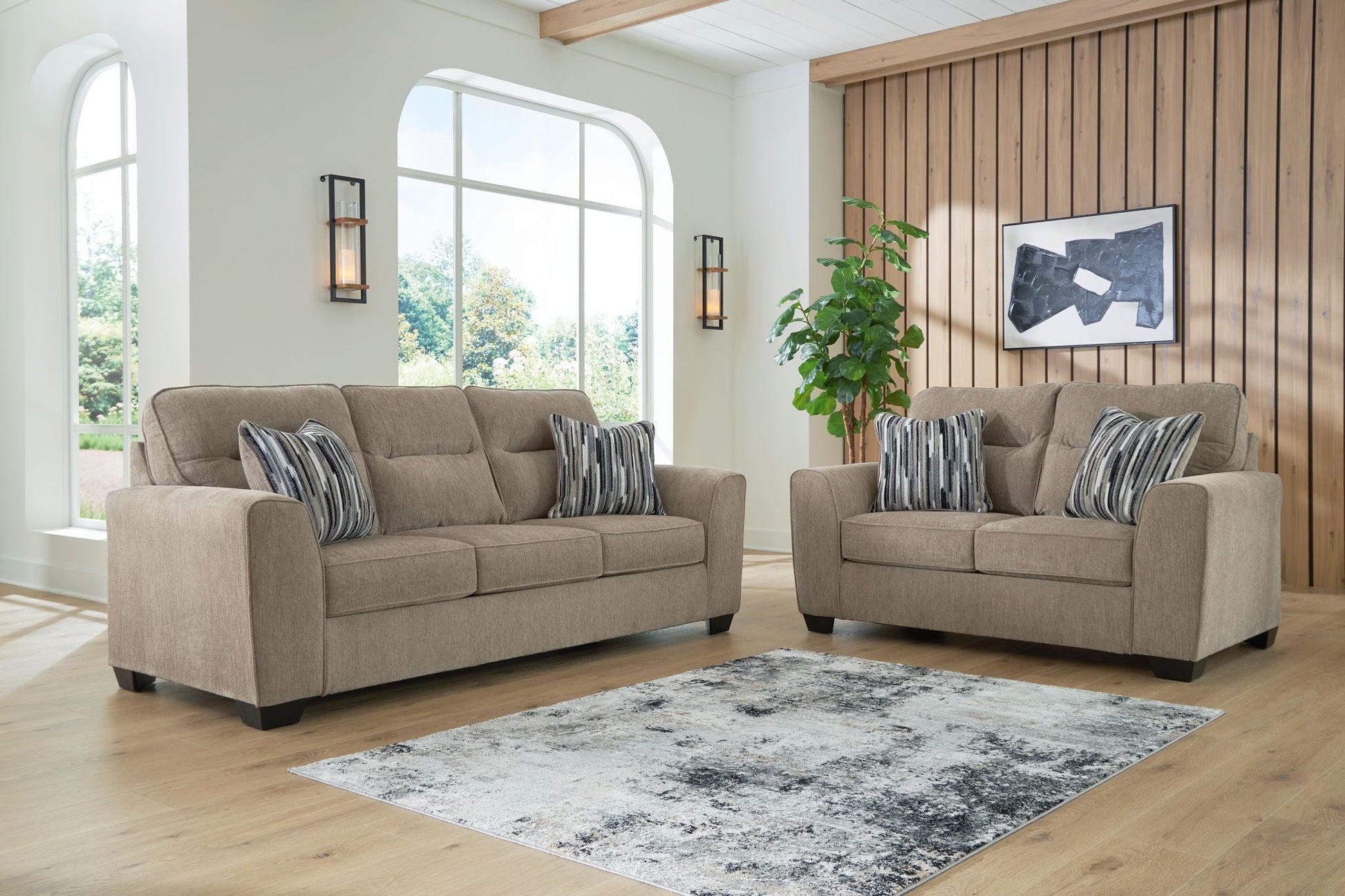 Olten Living Room Set - Mocha-Stationary Chair & Ottoman-DECOROLALA
