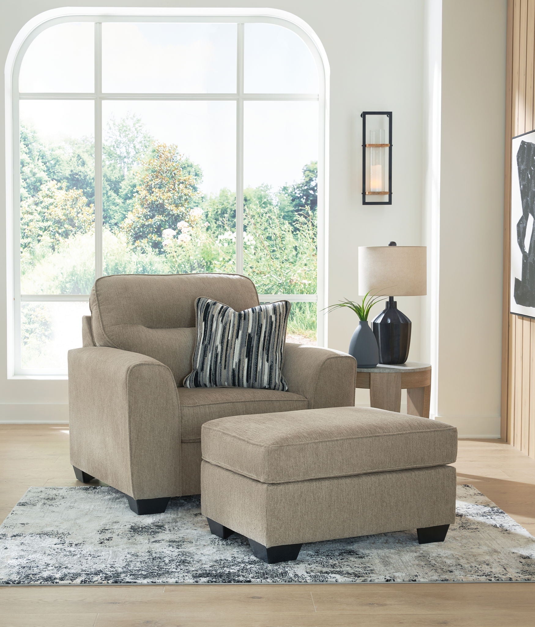 Olten Living Room Set - Mocha-Stationary Chair & Ottoman-DECOROLALA
