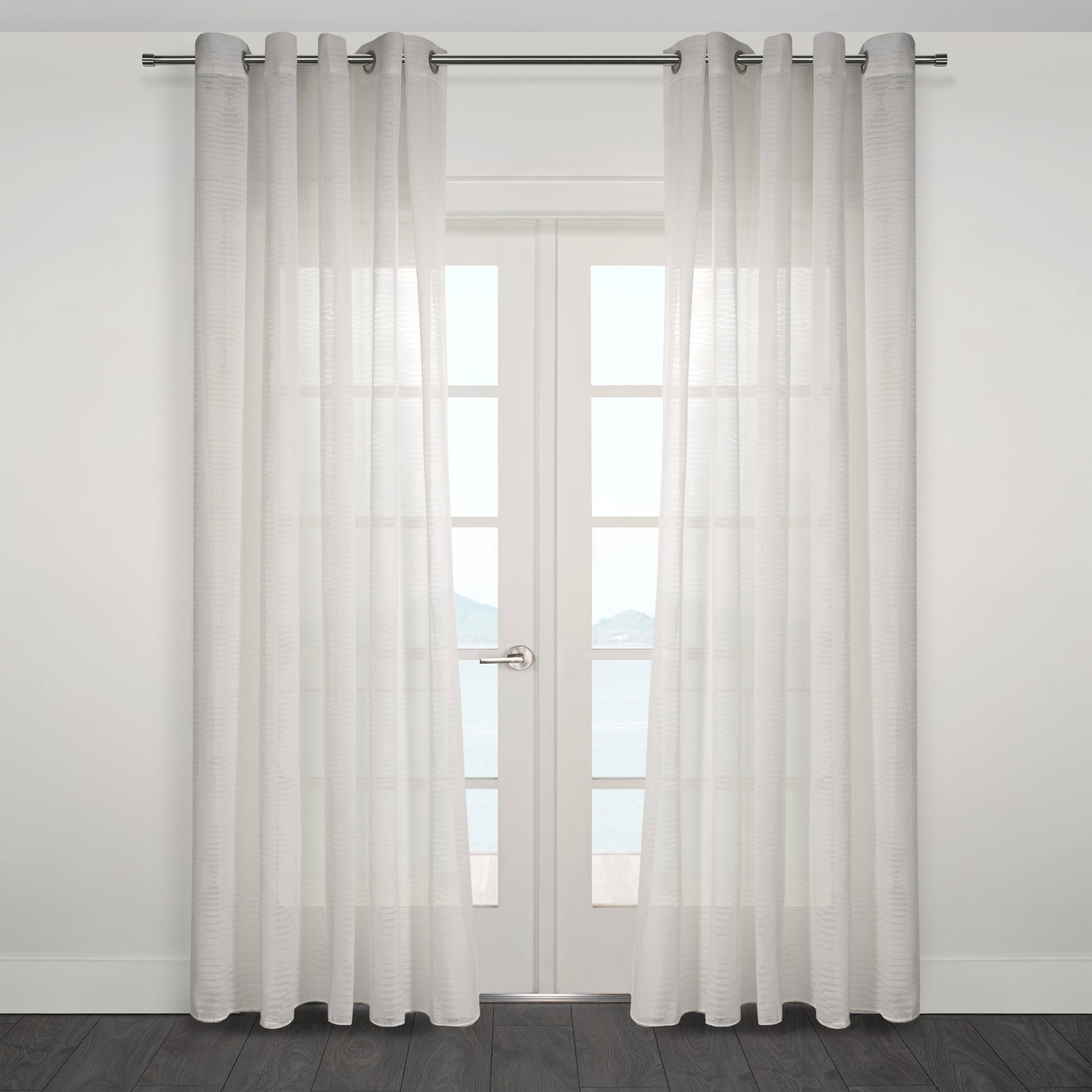 Olympia Semi Sheer Diamond Pattern Grommet Curtain 80"x 95"-Curtains-DECOROLALA