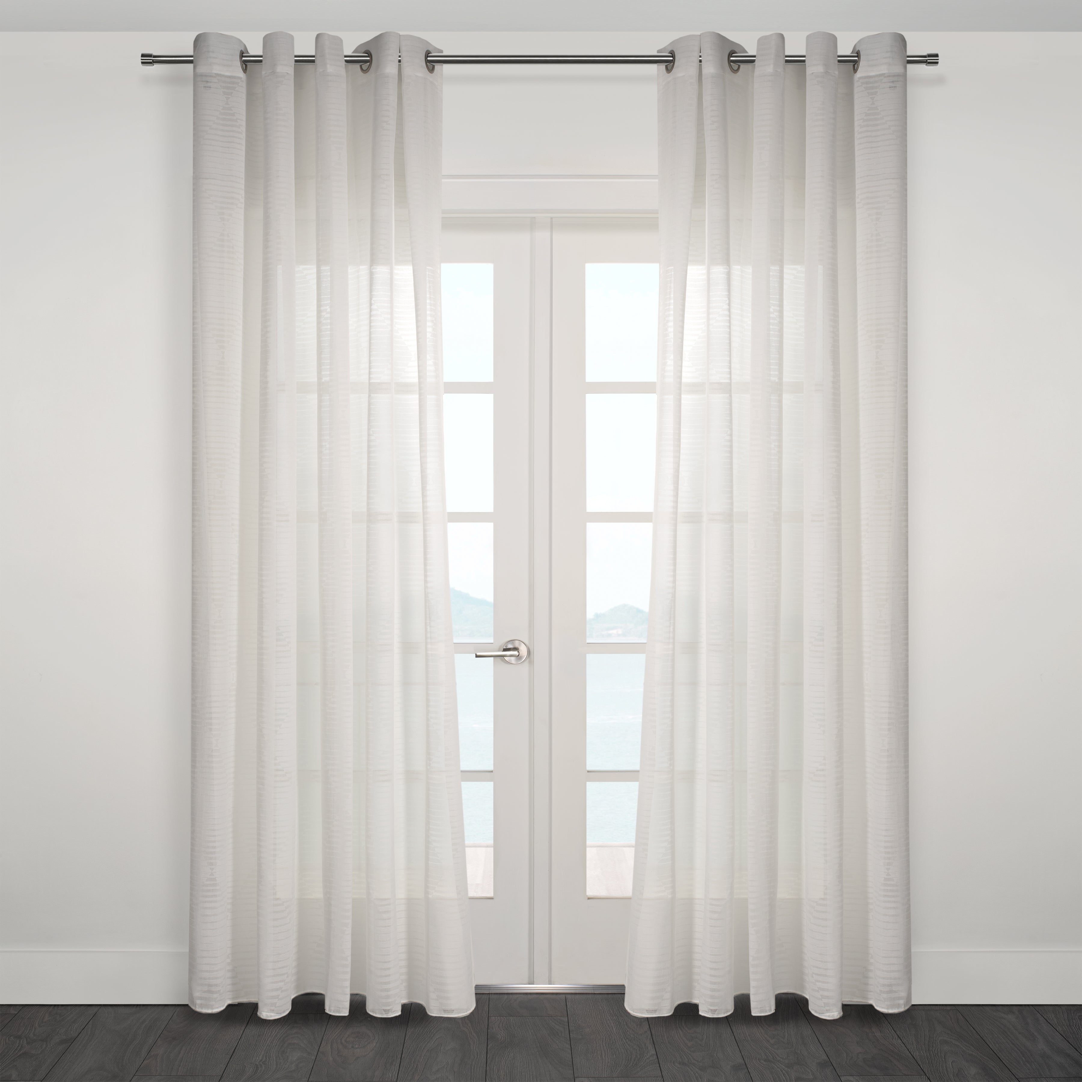 Olympia Semi Sheer Diamond Pattern Grommet Curtain 80"x 95"-Curtains-DECOROLALA