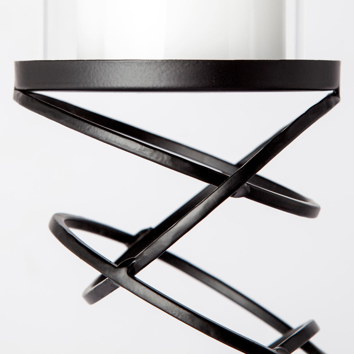 Omega I Small Black Metal Stacked Ring Table Candle Holder-Table Candle Holders-DECOROLALA