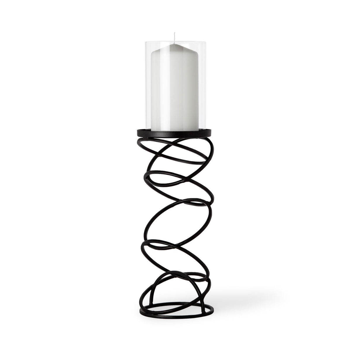 Omega II Medium Black Metal Stacked Ring Candle Holder-Candle Holders-DECOROLALA