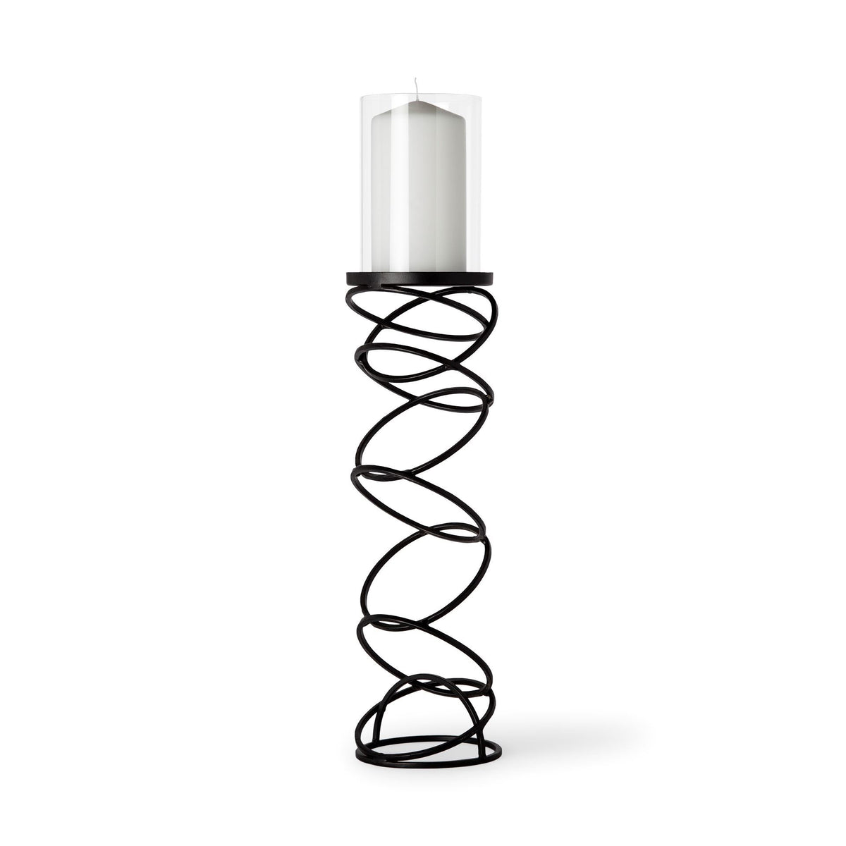 Omega III Large Black Metal Stacked Ring Table Candle Holder-Table Candle Holders-DECOROLALA