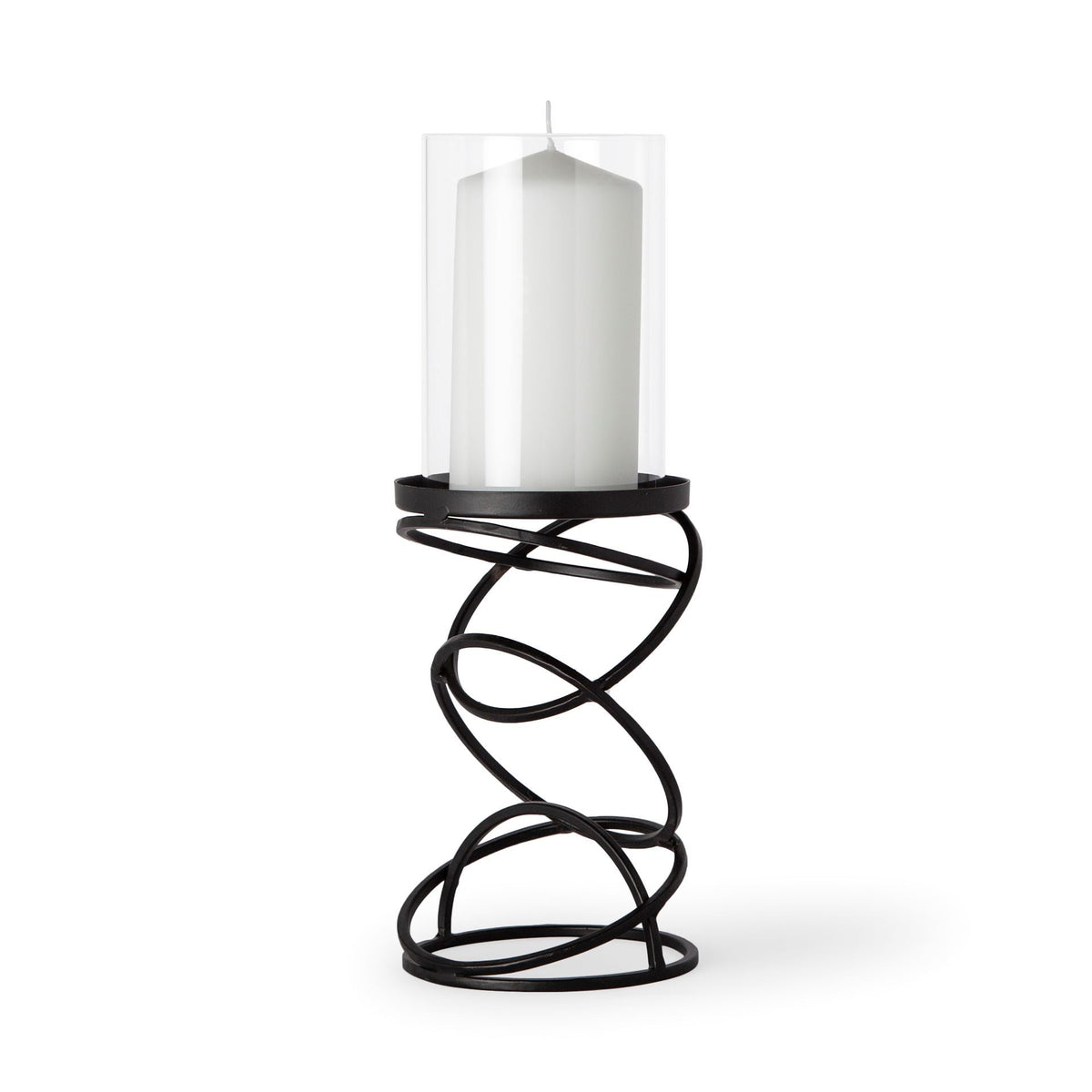 Omega Table Candle Holder - Black Metal Stacked Ring-Candle Holders-DECOROLALA