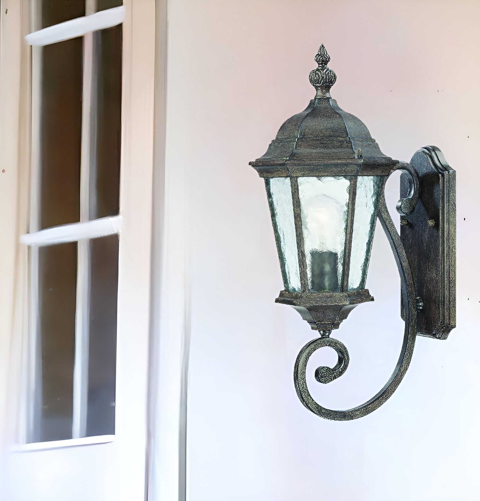 One Light Antique Black Carousel Lantern Wall Light-Outdoor Lighting-DECOROLALA