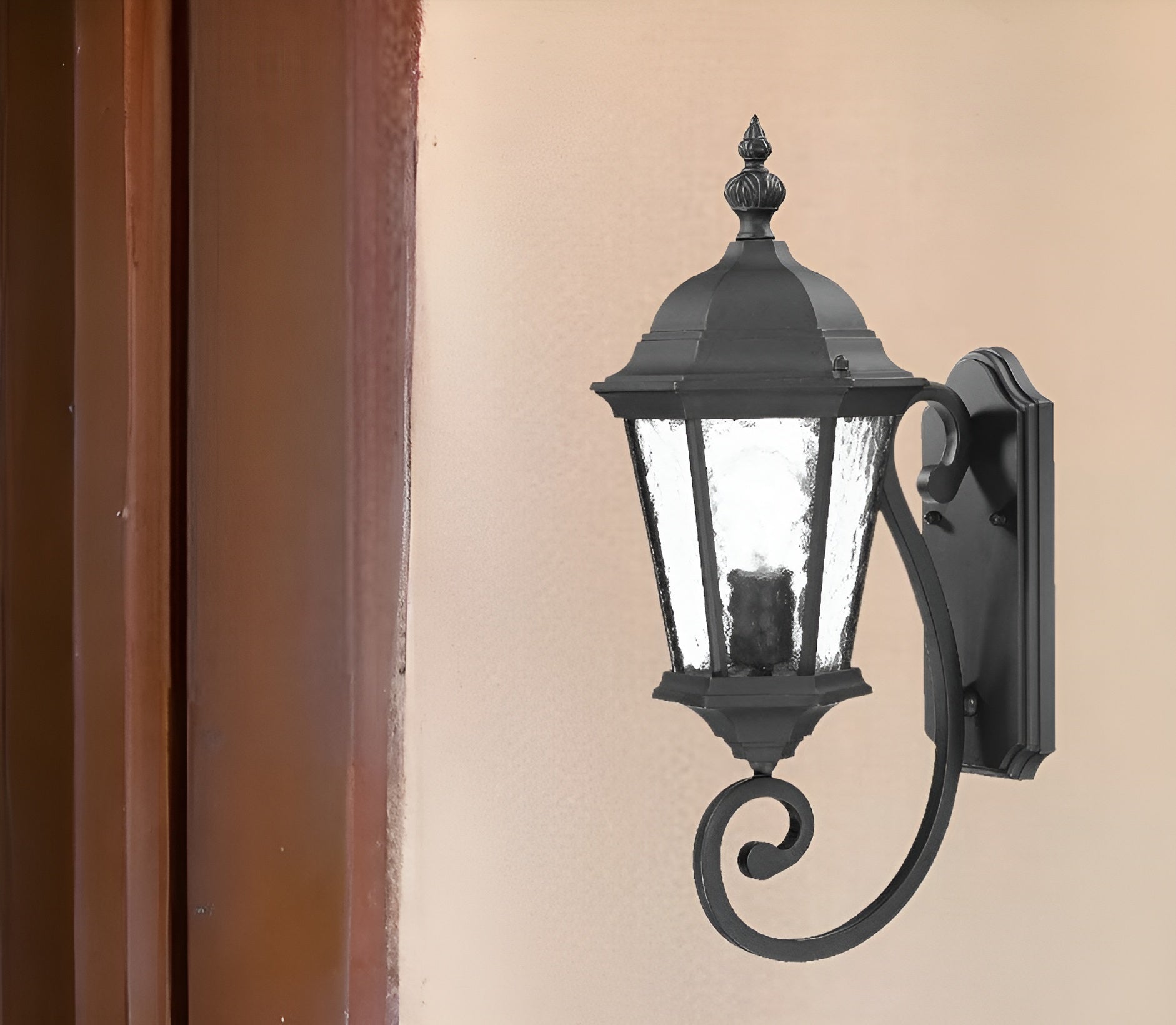 One Light Matte Black Carousel Lantern Wall Light-Outdoor Lighting-DECOROLALA