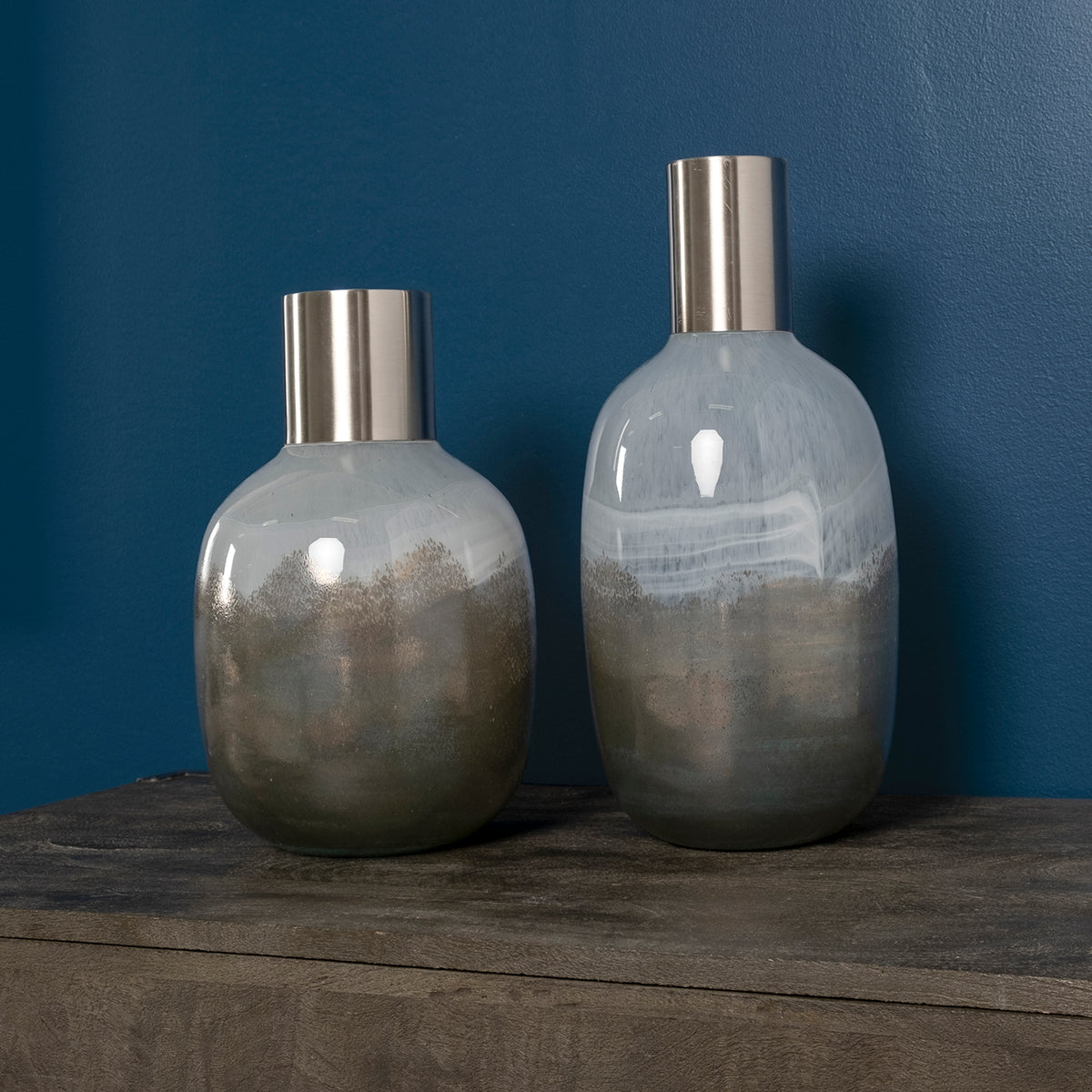 Onega II Tall Gradient Blue Glass Gourd Style Vase-Vase-DECOROLALA