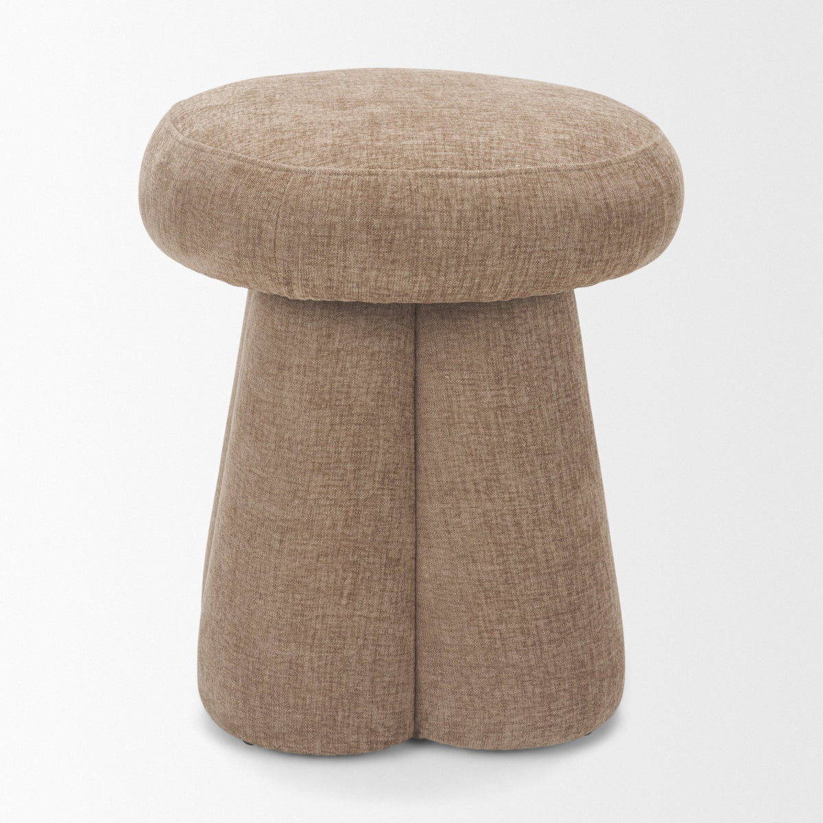 Oona Upholstered Ottoman | Stonewashed Latte Fabric | 3 Legs-Stools & Ottomans-DECOROLALA