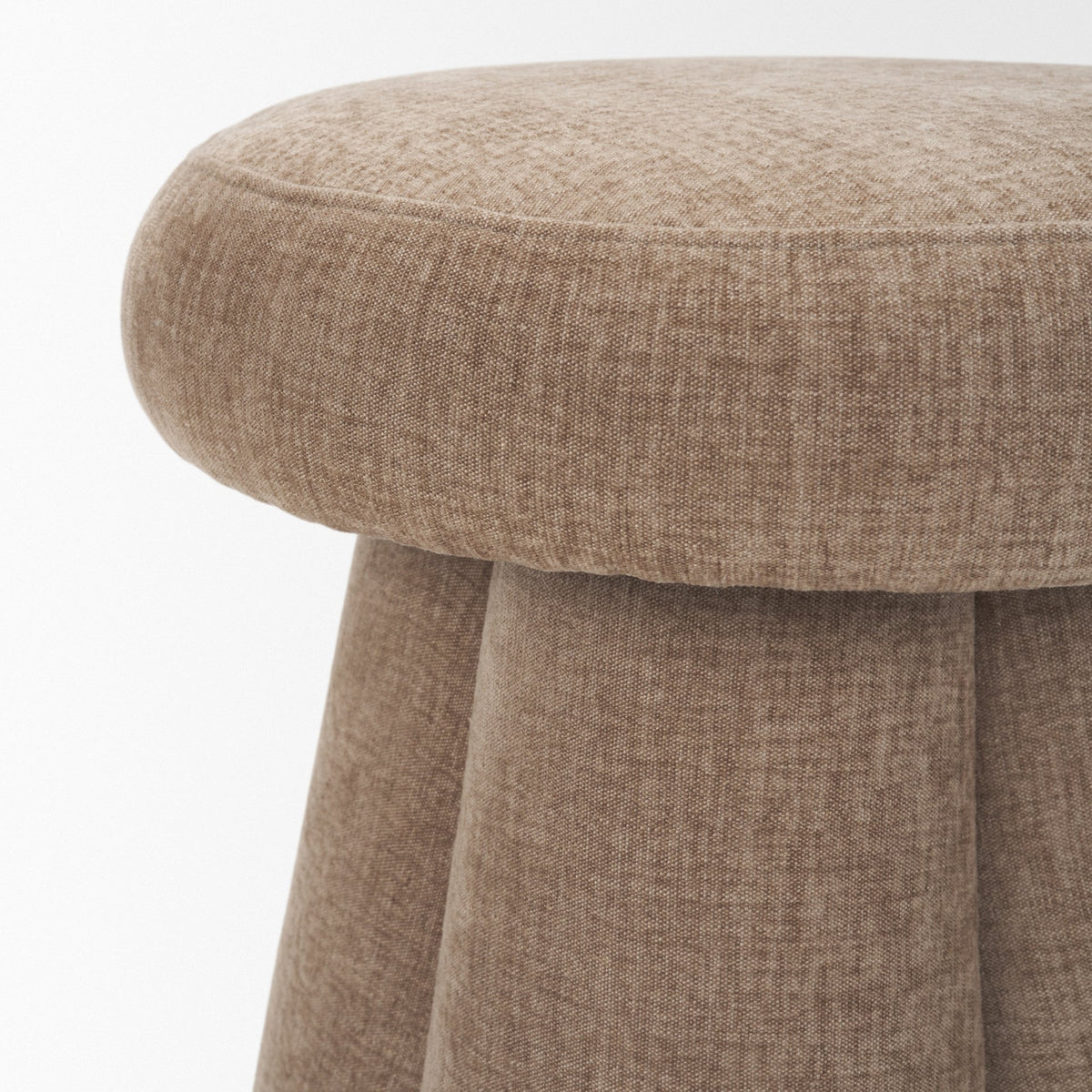 Oona Upholstered Ottoman | Stonewashed Latte Fabric | 3 Legs-Stools & Ottomans-DECOROLALA