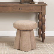 Oona Upholstered Ottoman | Stonewashed Latte Fabric | 3 Legs-Stools & Ottomans-DECOROLALA