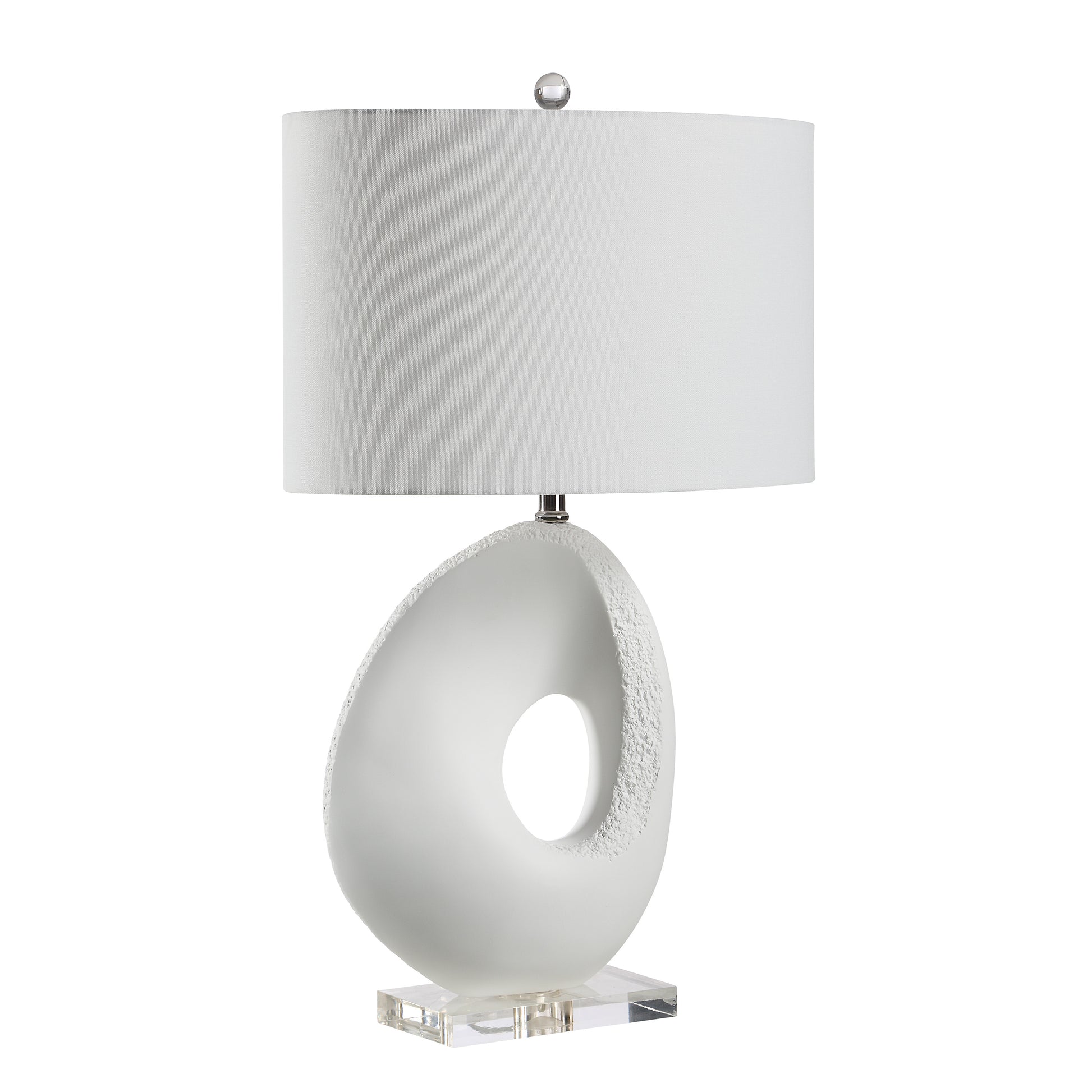 Opalis 29" White Table Lamp with Linen Shade-Table Lamp-DECOROLALA