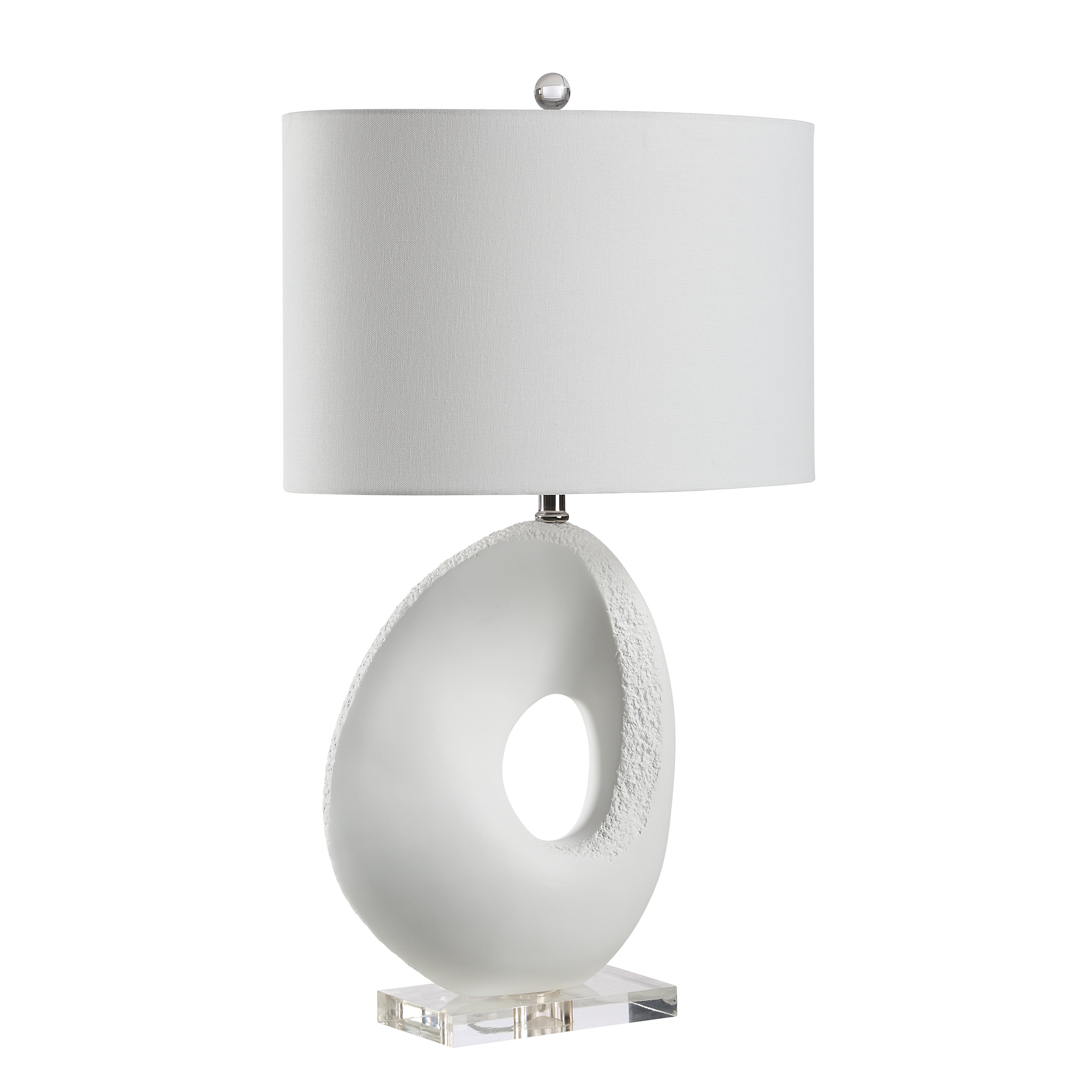 Opalis 29" White Table Lamp with Linen Shade-Table Lamp-DECOROLALA