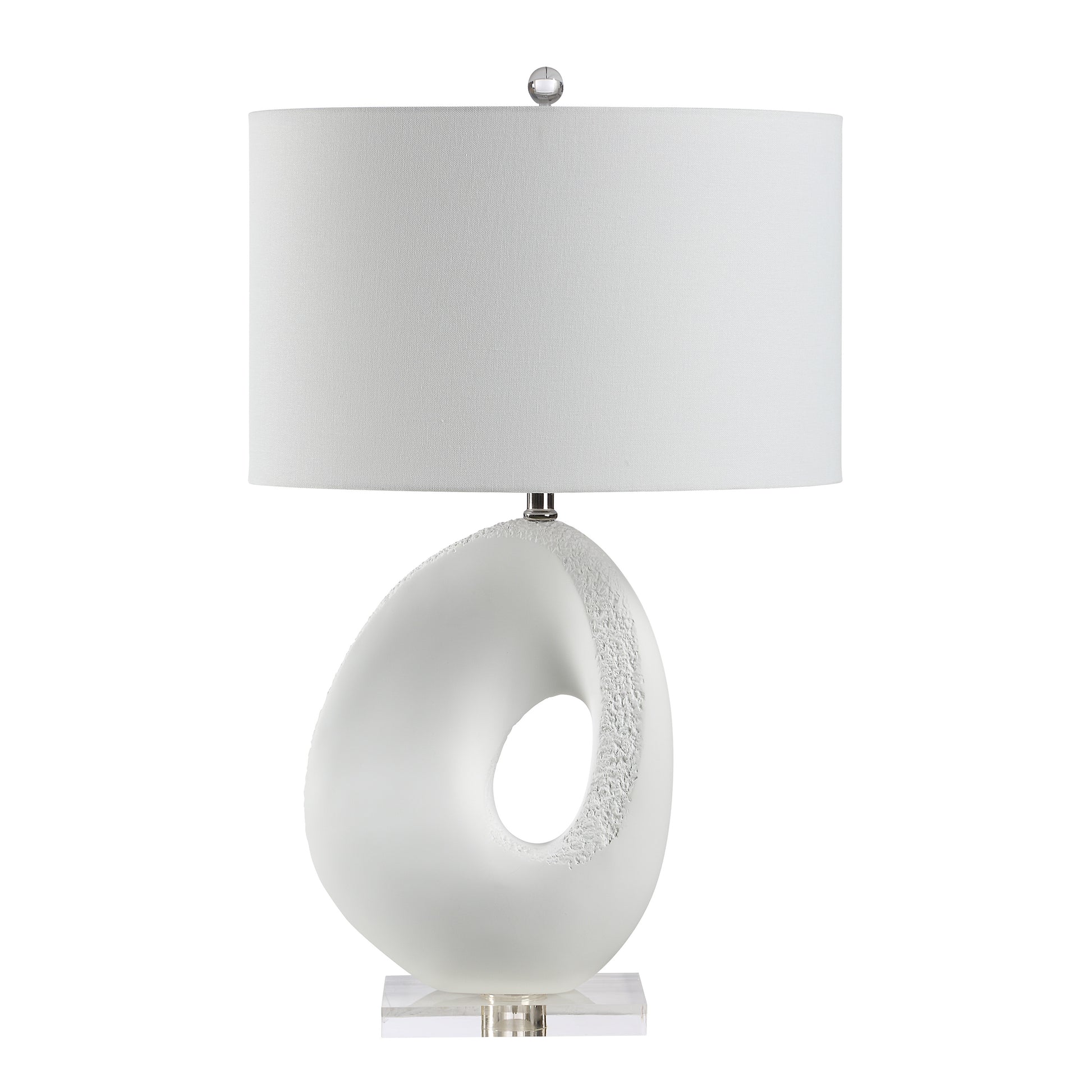 Opalis 29" White Table Lamp with Linen Shade-Table Lamp-DECOROLALA
