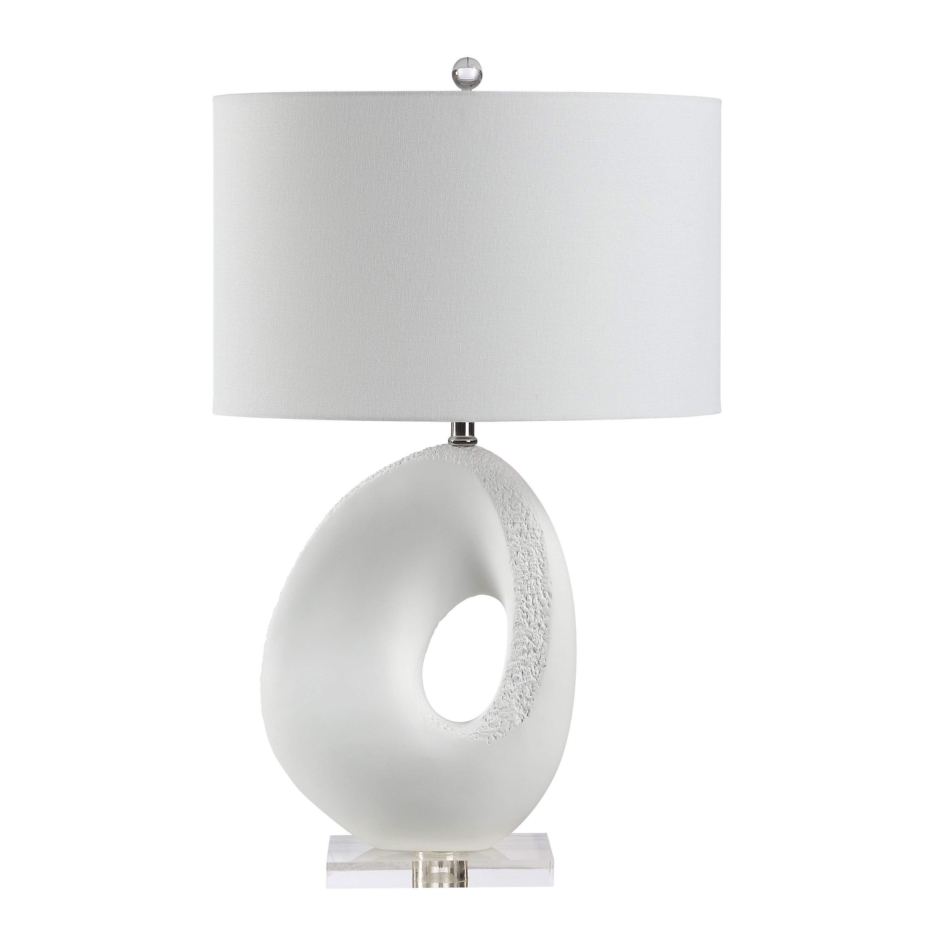 Opalis 29" White Table Lamp with Linen Shade-Table Lamp-DECOROLALA