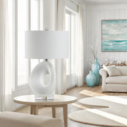 Opalis 29" White Table Lamp with Linen Shade-Table Lamp-DECOROLALA