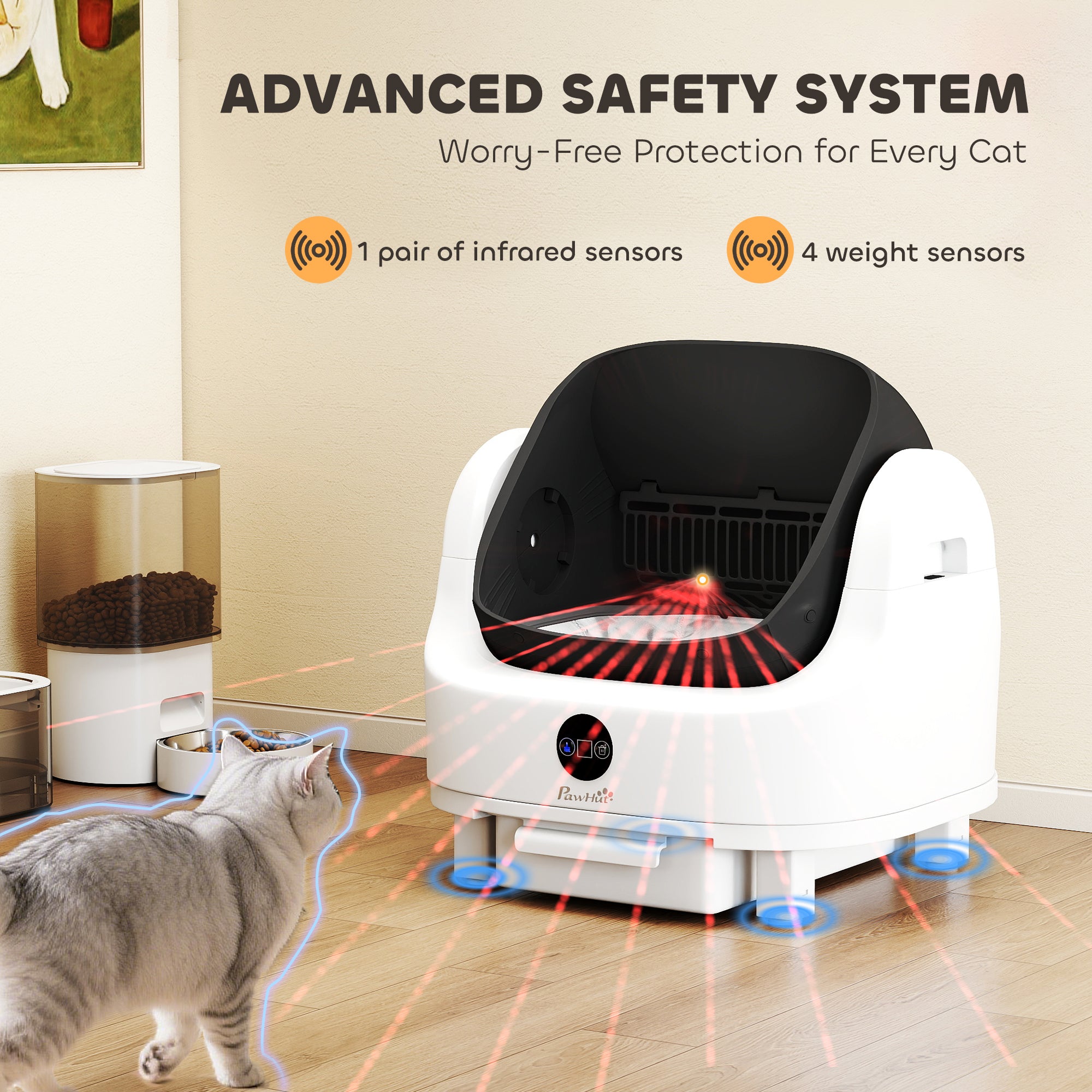 Open-Top Automatic Self-Cleaning Cat Litter Box - White-DECOROLALA