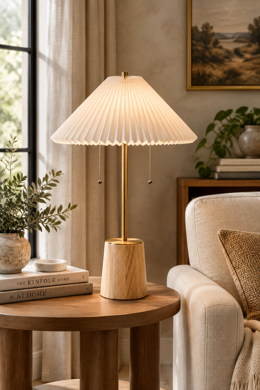 Ophelia 27" Table Lamp - Wood Base White-Lighting-DECOROLALA