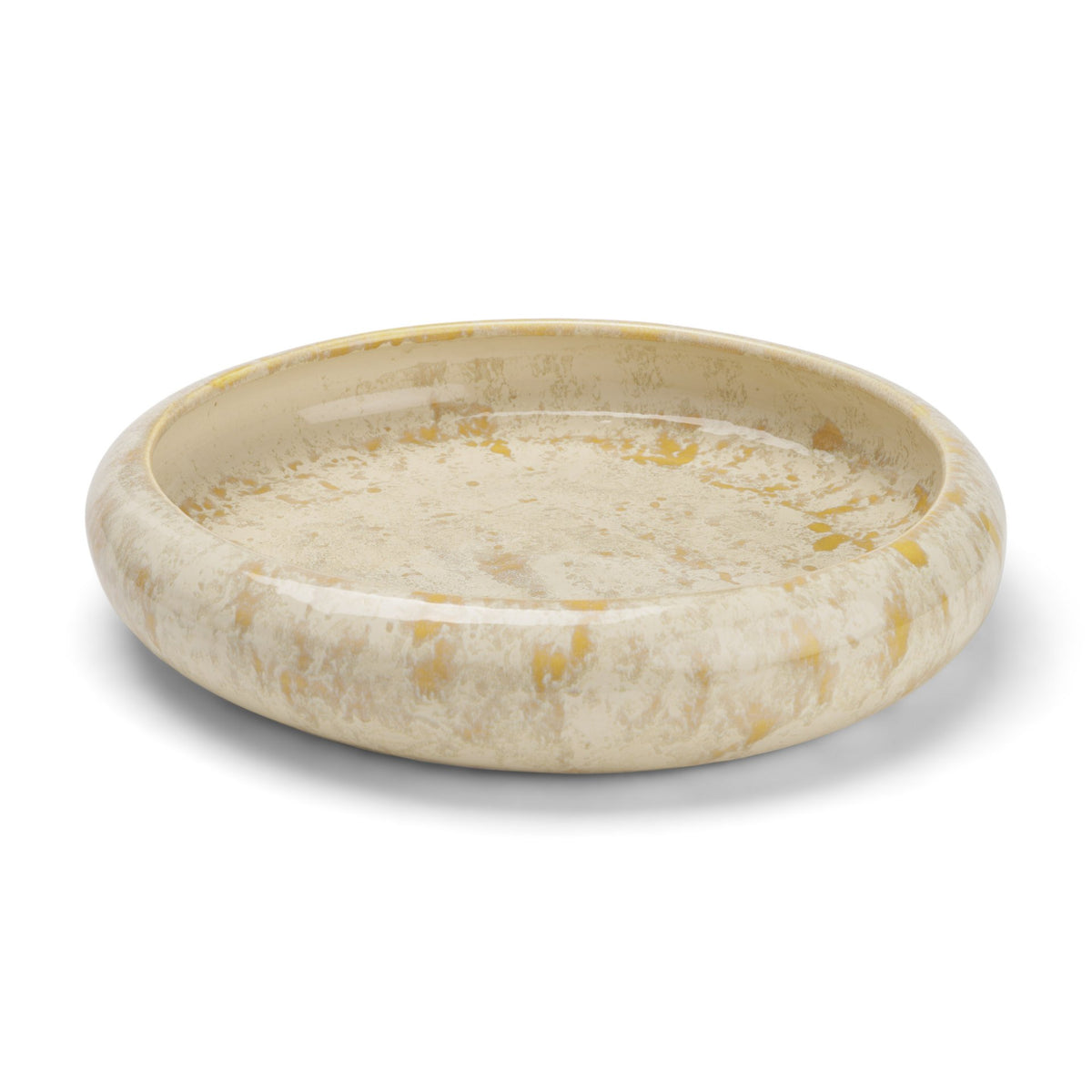 Ophelia Cream and Beige Glazed Terracotta Decorative Bowl-Bowls-DECOROLALA