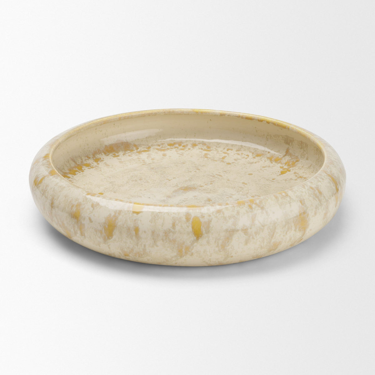 Ophelia Cream and Beige Glazed Terracotta Decorative Bowl-Bowls-DECOROLALA