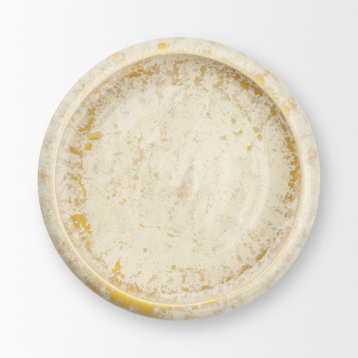 Ophelia Cream and Beige Glazed Terracotta Decorative Bowl-Bowls-DECOROLALA
