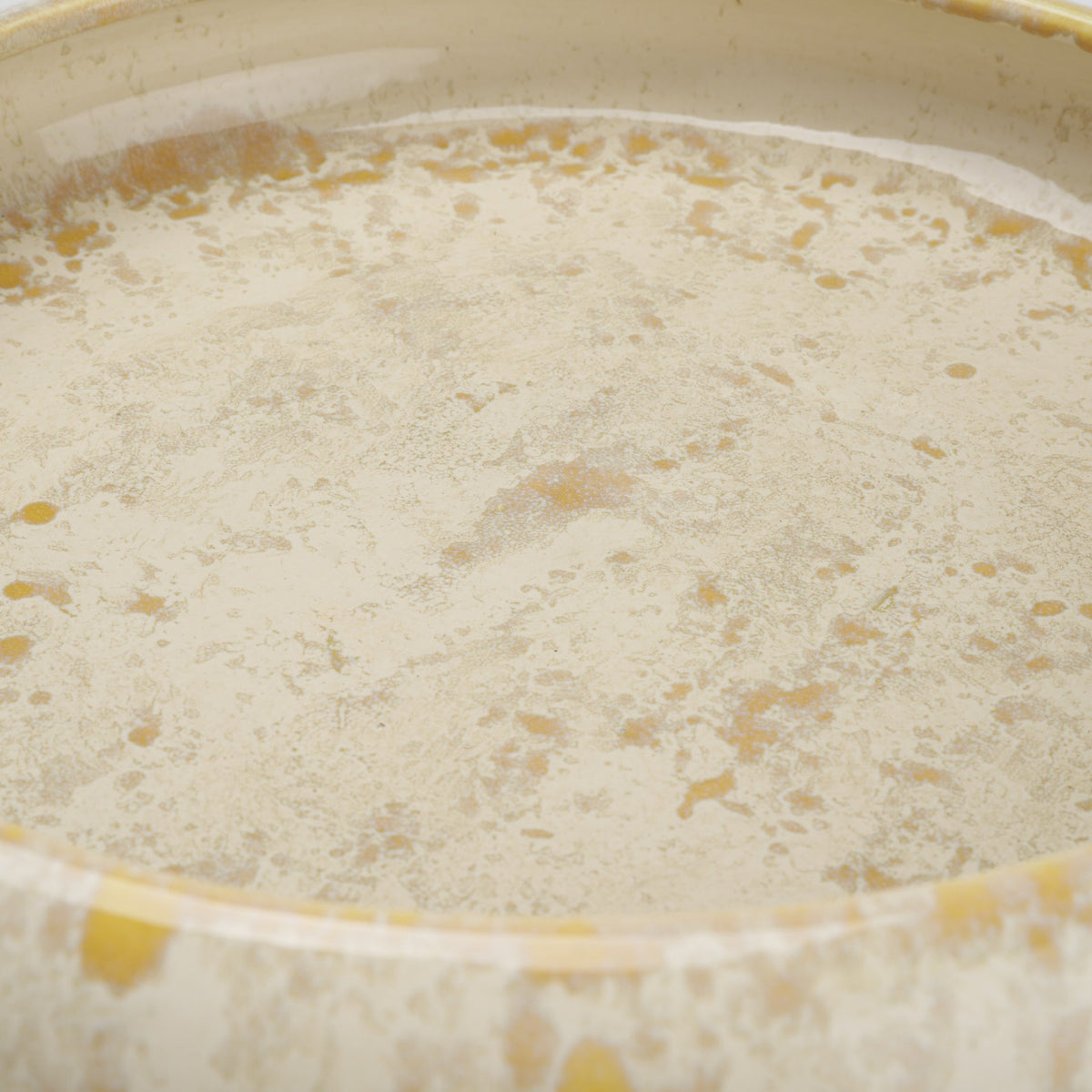 Ophelia Cream and Beige Glazed Terracotta Decorative Bowl-Bowls-DECOROLALA