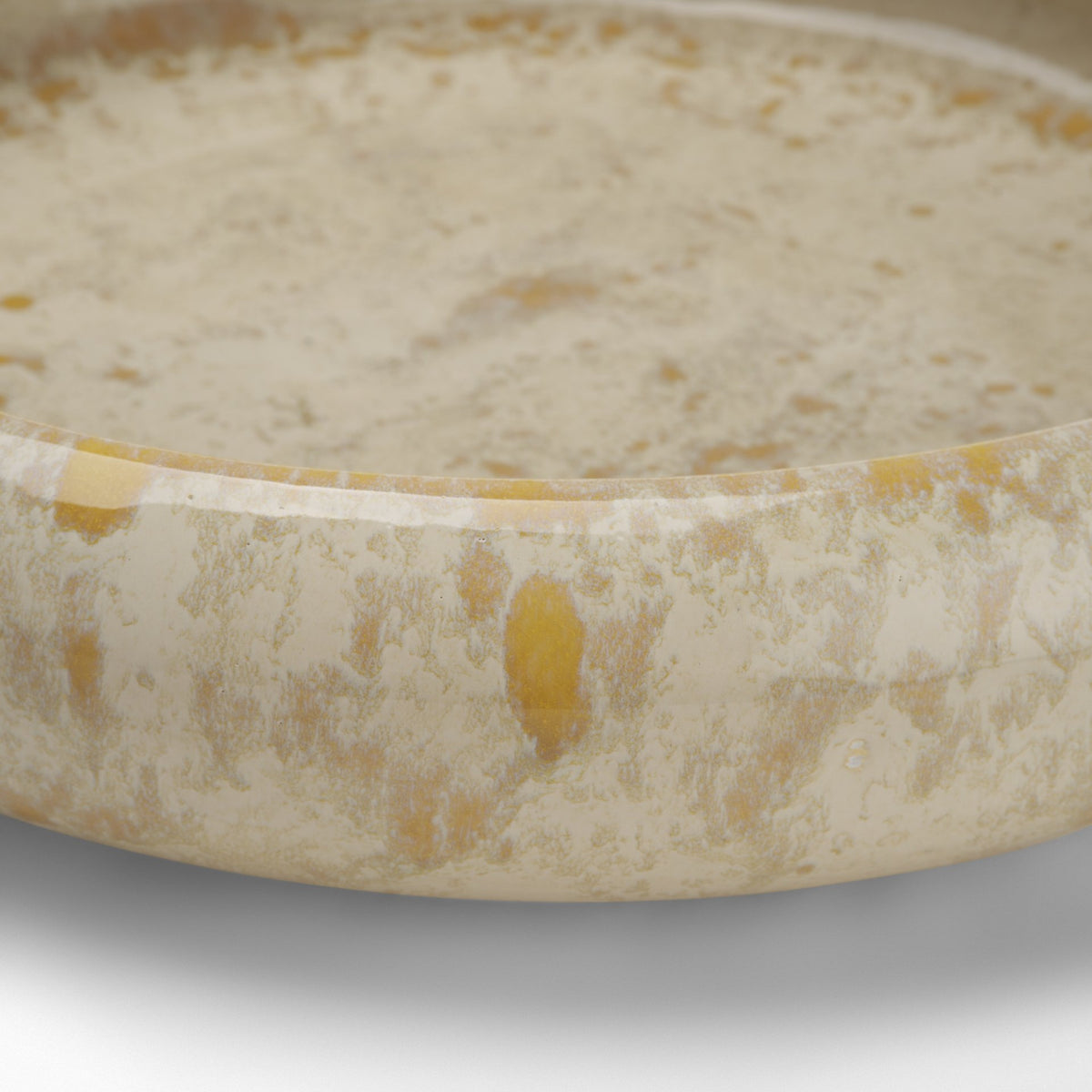 Ophelia Cream and Beige Glazed Terracotta Decorative Bowl-Bowls-DECOROLALA
