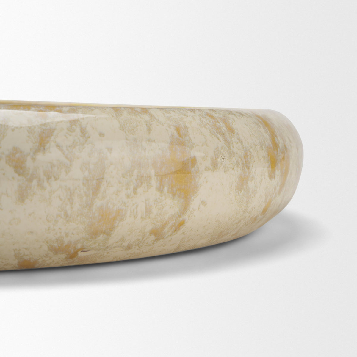 Ophelia Cream and Beige Glazed Terracotta Decorative Bowl-Bowls-DECOROLALA