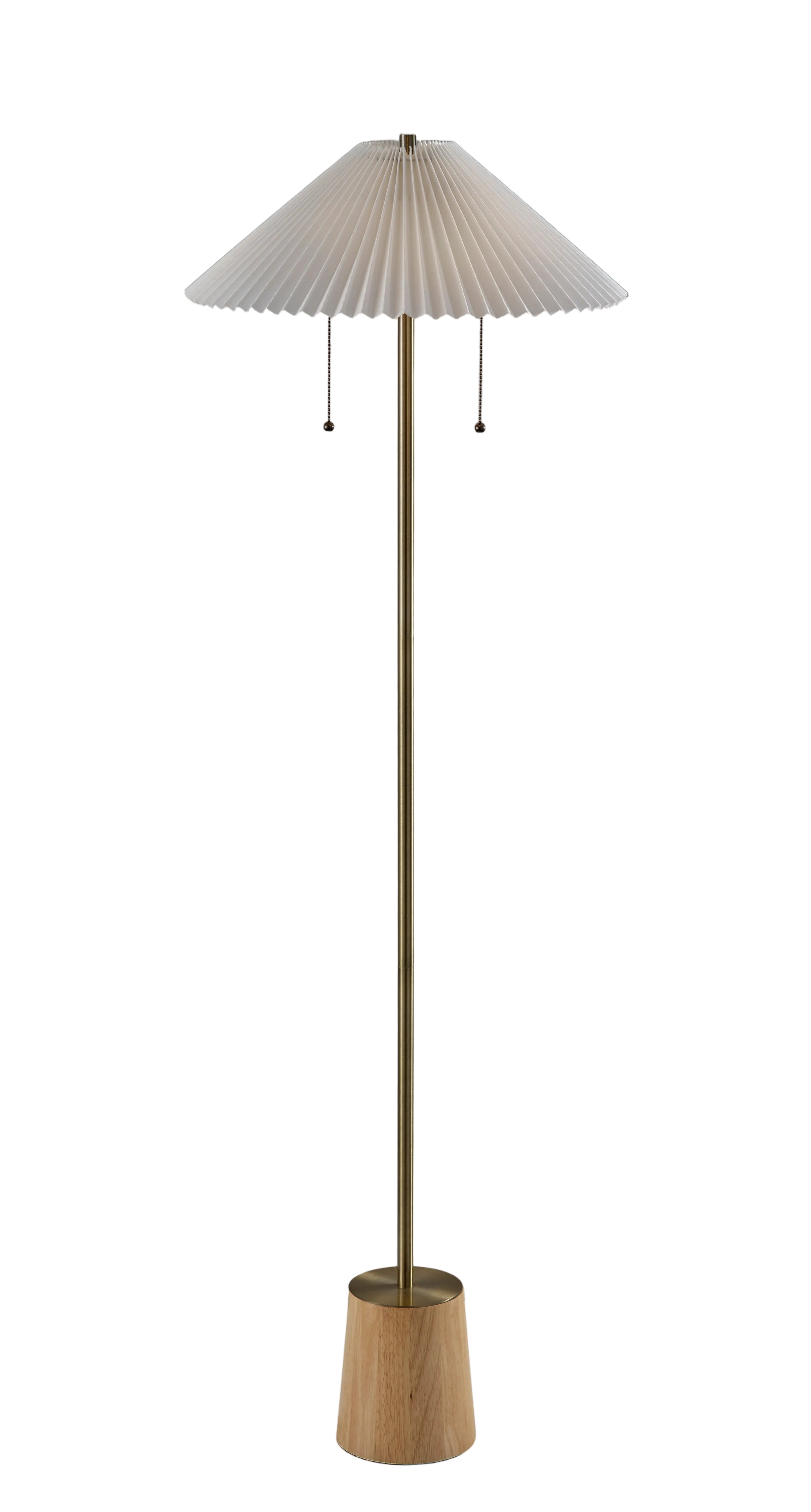 Ophelia Floor Lamp 60" Natural Wood Brass-Lighting-DECOROLALA