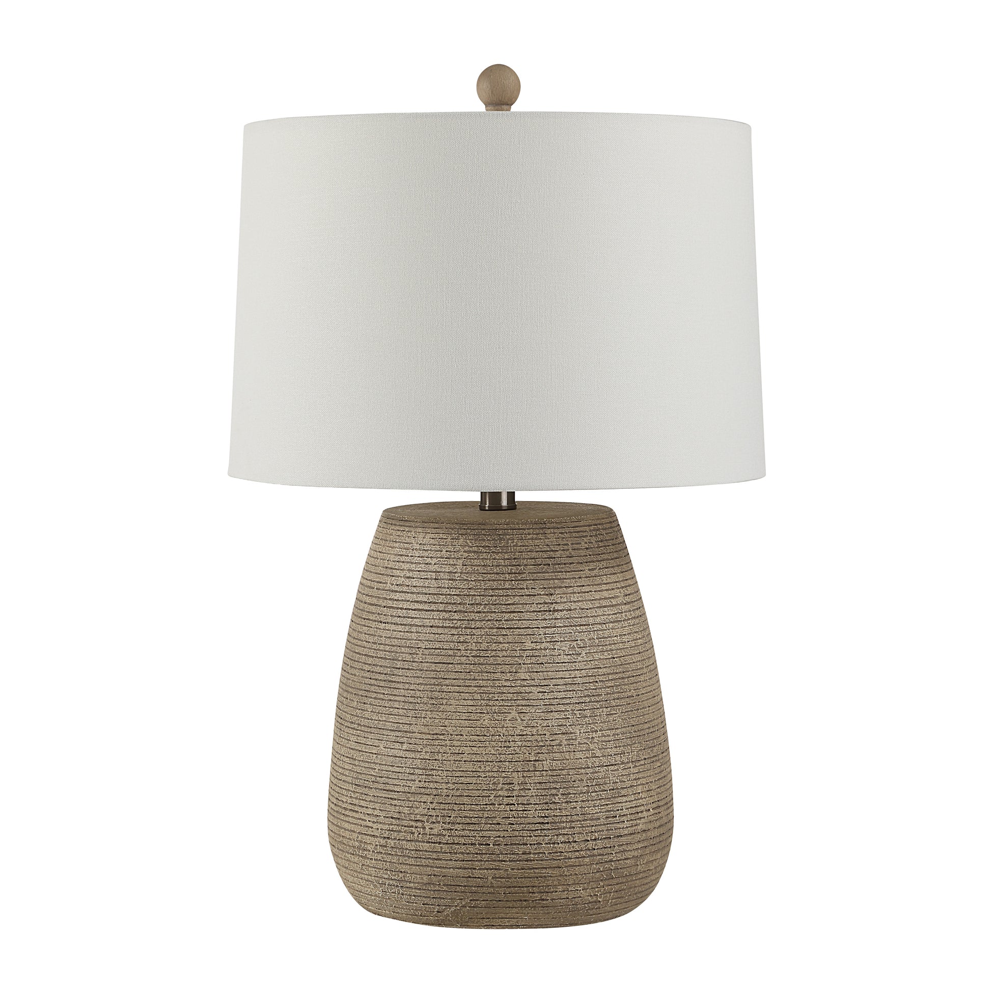 Optima 23.5" Faux Stone Table Lamp with Linen Shade-Table Lamp-DECOROLALA
