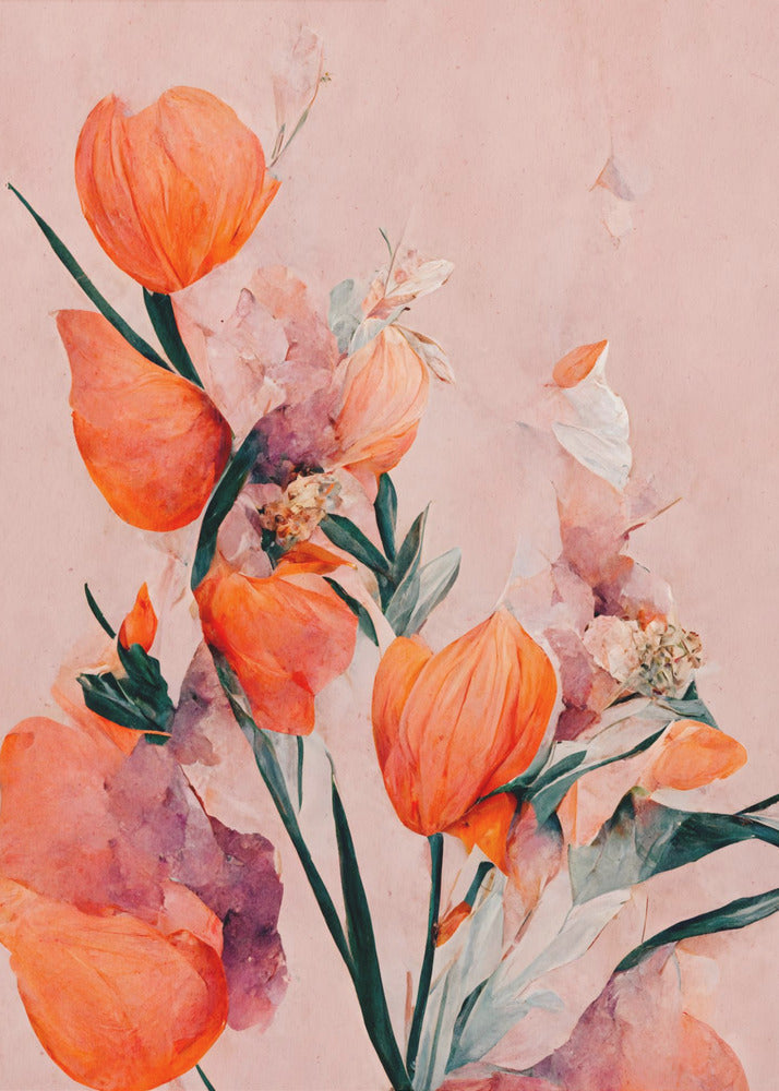 Orange Tulips Wall Art by Treechild-Canvas Print-DECOROLALA