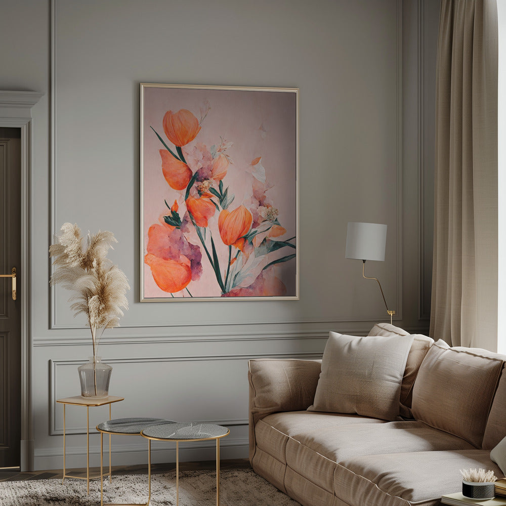 Orange Tulips Wall Art by Treechild-Canvas Print-DECOROLALA