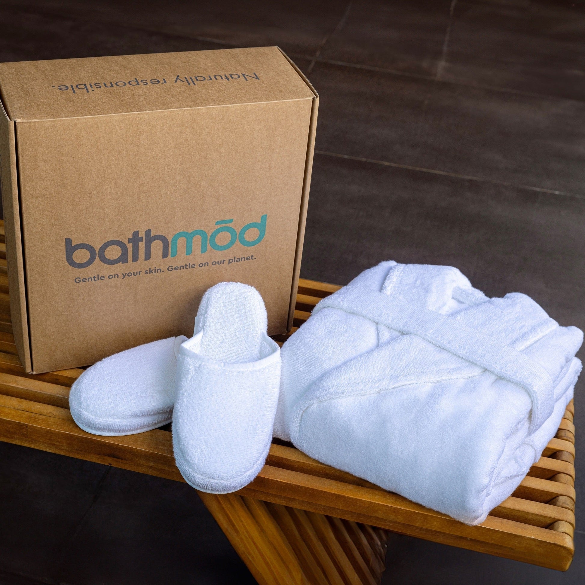 Organic Cotton Bathrobe & Slipper Set - 700 GSM-Bath Robe-DECOROLALA