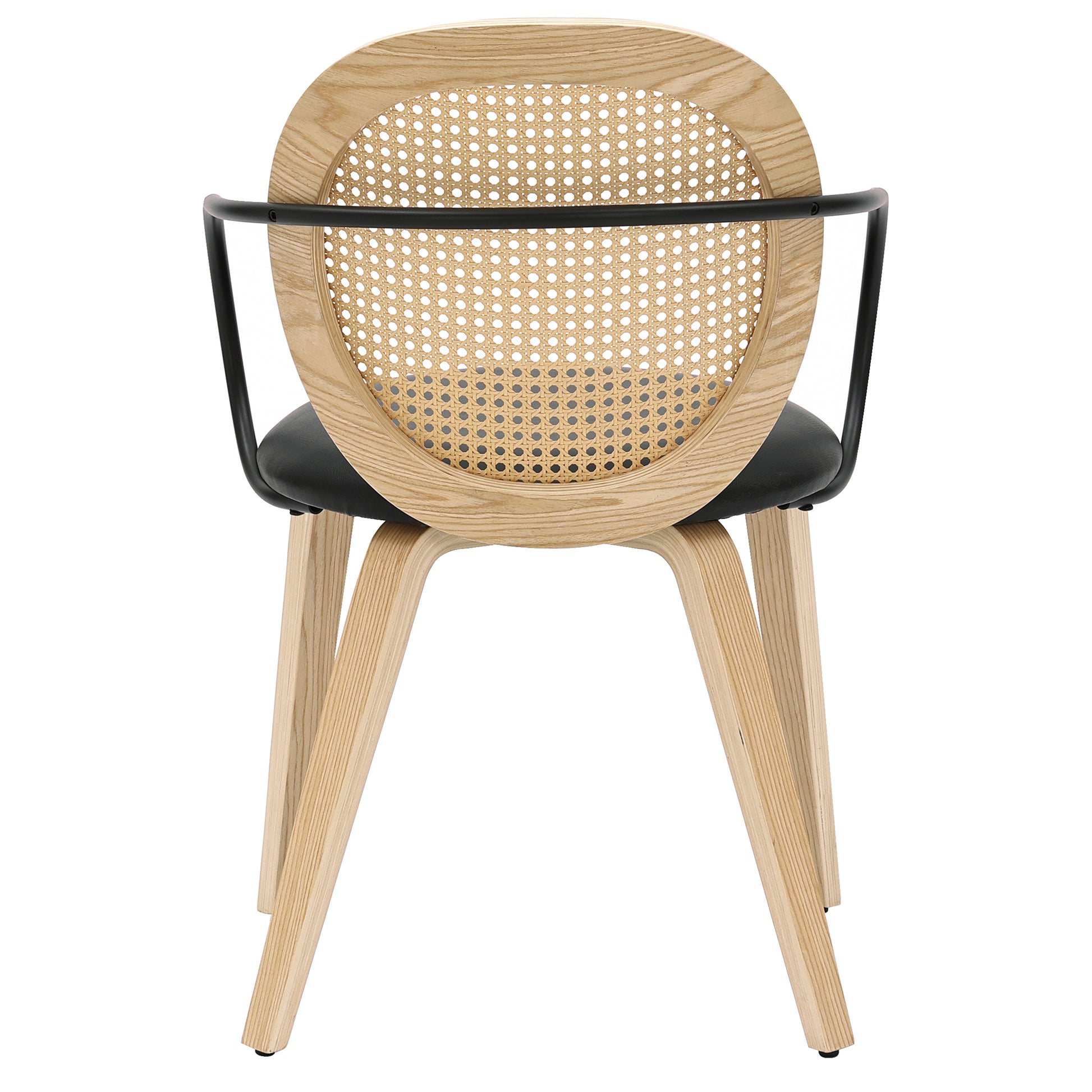 Orias Dining Chair - Light Oak with Black Faux Leather Seat-DECOROLALA