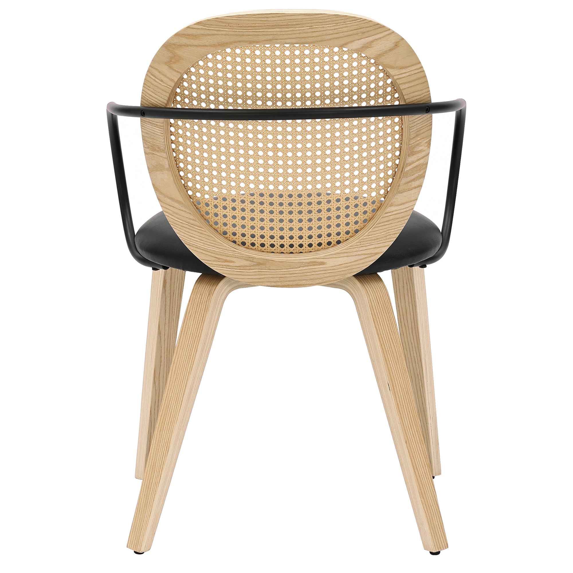 Orias Dining Chair - Light Oak with Black Faux Leather Seat-DECOROLALA